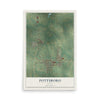 Map of Pottsboro, Texas, 12 x 18 inch unframed archival matte print