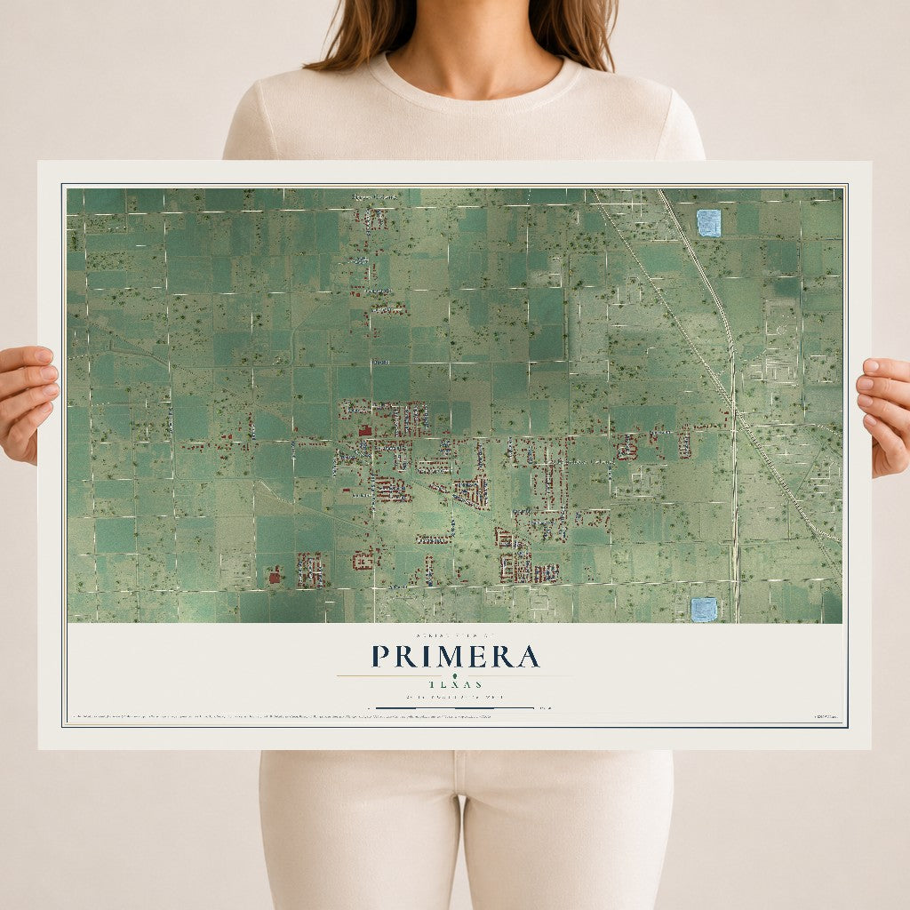 Map of Primera, Texas, 18 x 24 inch unframed archival matte print