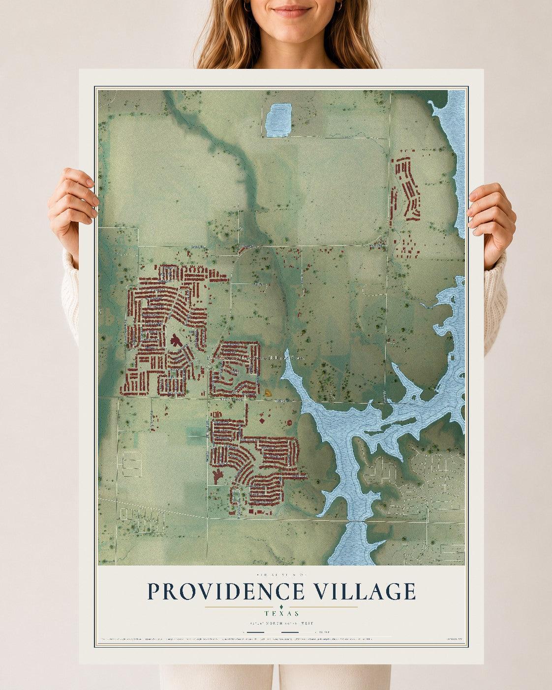 Map of Providence Village, Texas, 24 x 36 inch unframed archival matte print