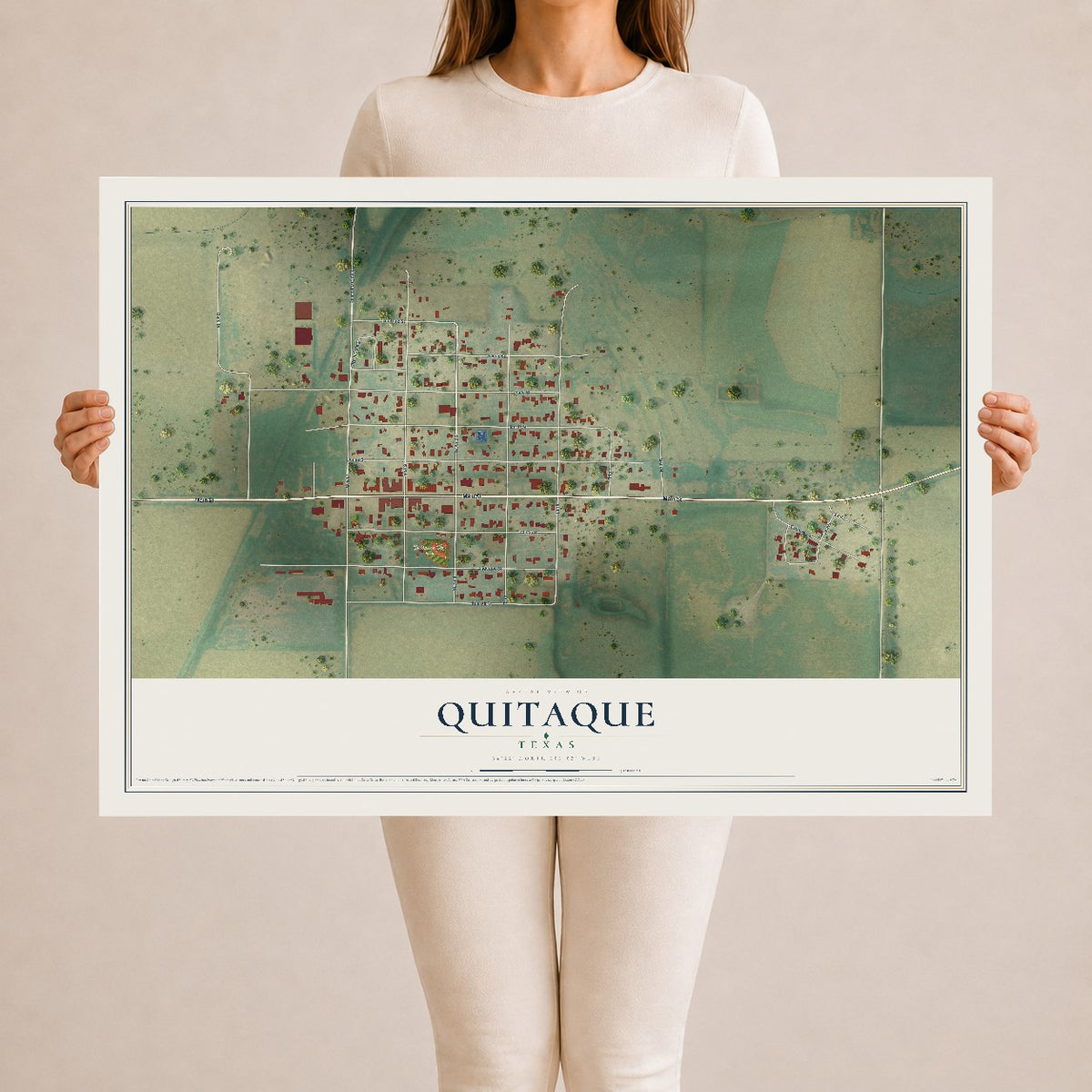 Map of Quitaque, Texas, 24 x 36 inch unframed archival matte print