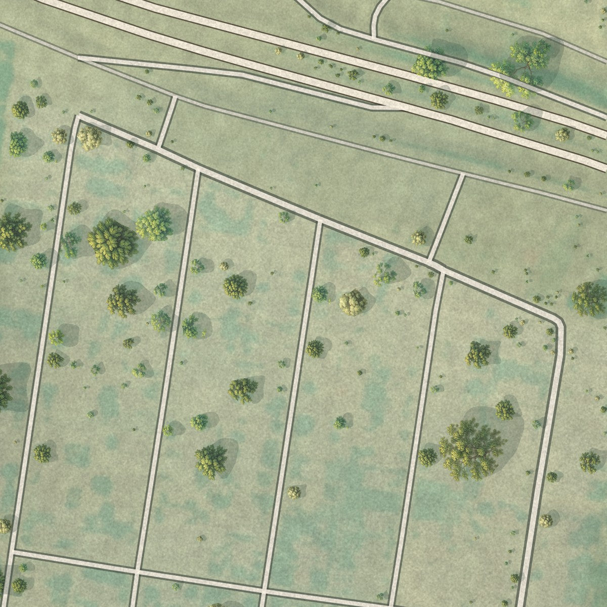 Close-up of the map of Rafael Pena, Texas print showing street and building detail