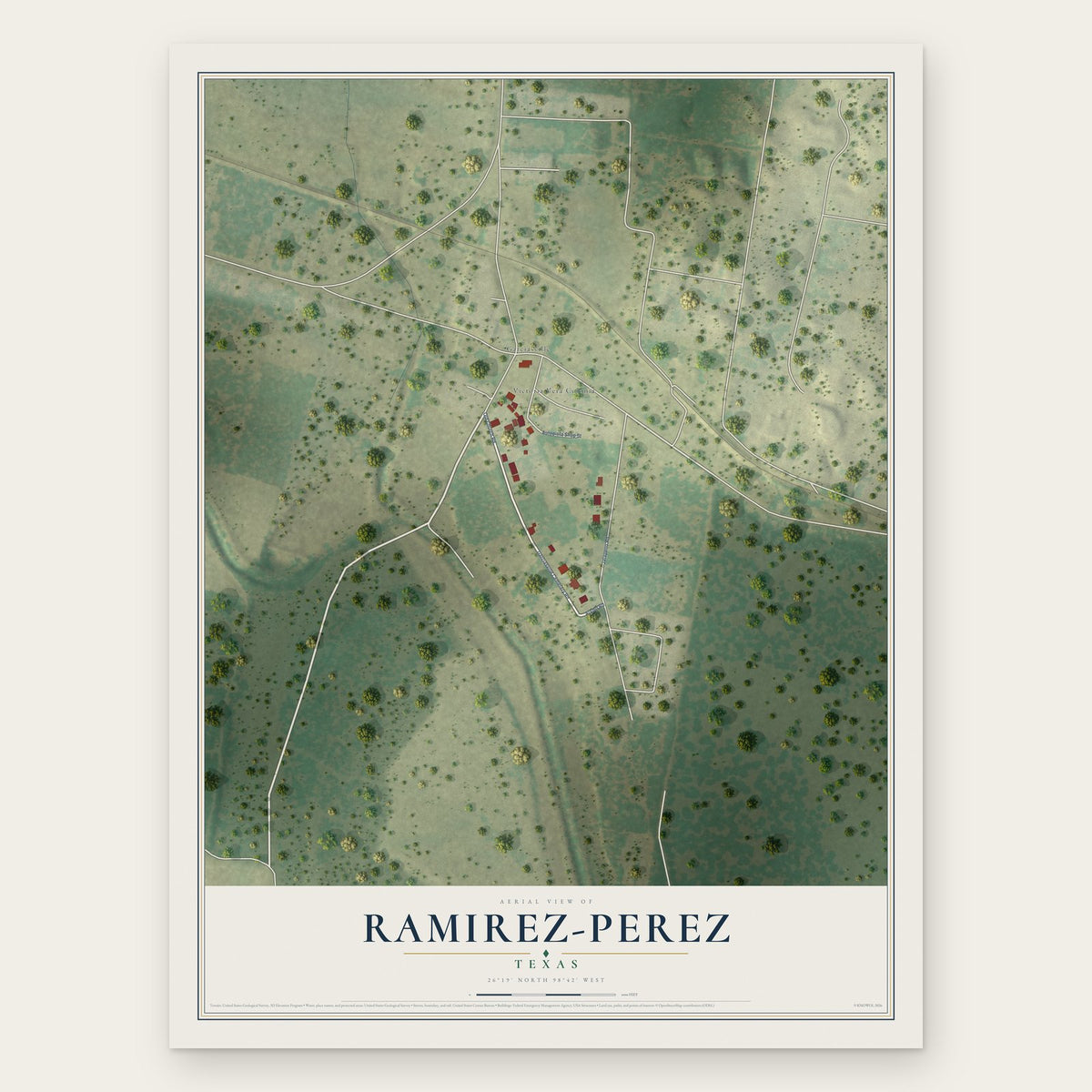 Ramirez-Perez, Texas map print, the full design