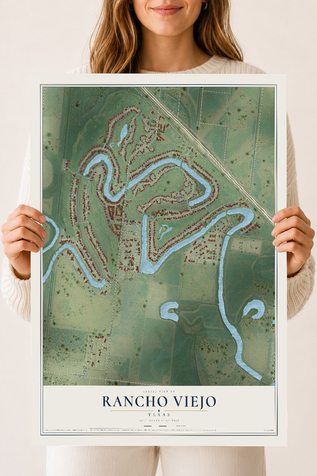 Map of Rancho Viejo, Texas, 18 x 24 inch unframed archival matte print