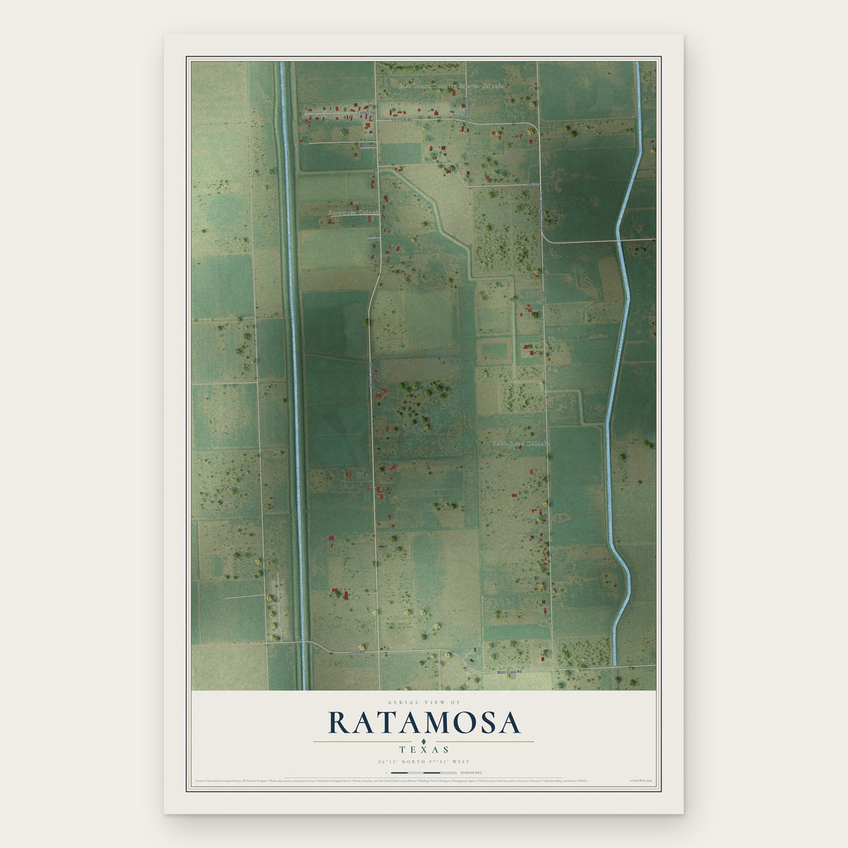 Ratamosa, Texas map print, the full design
