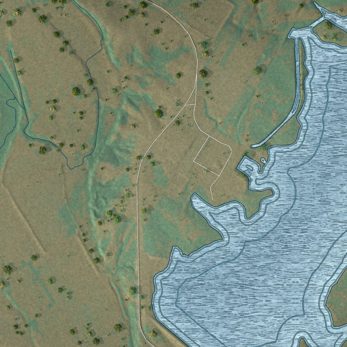 Second close-up of the map of Riesel, Texas print showing more streets and buildings
