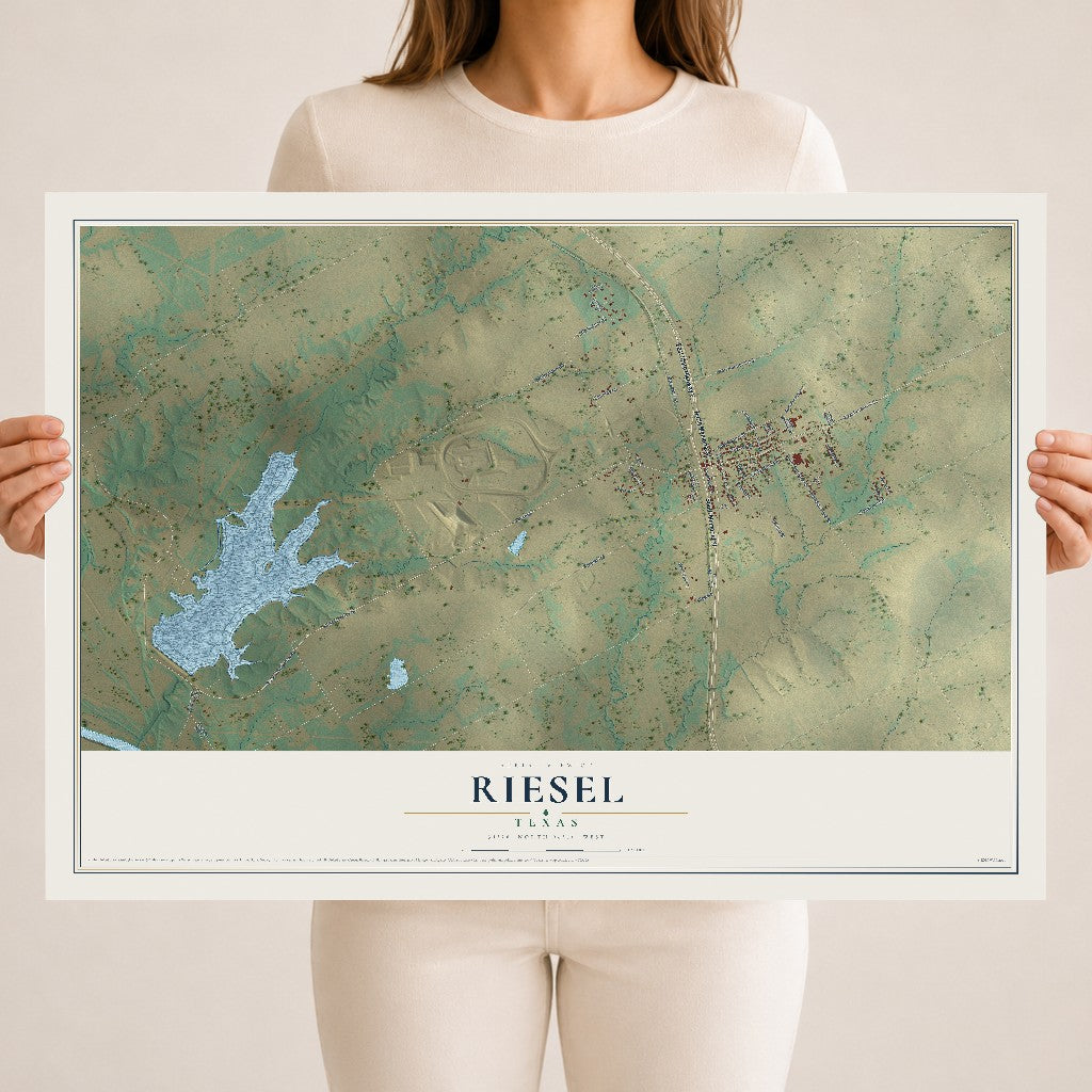 Map of Riesel, Texas, 18 x 24 inch unframed archival matte print