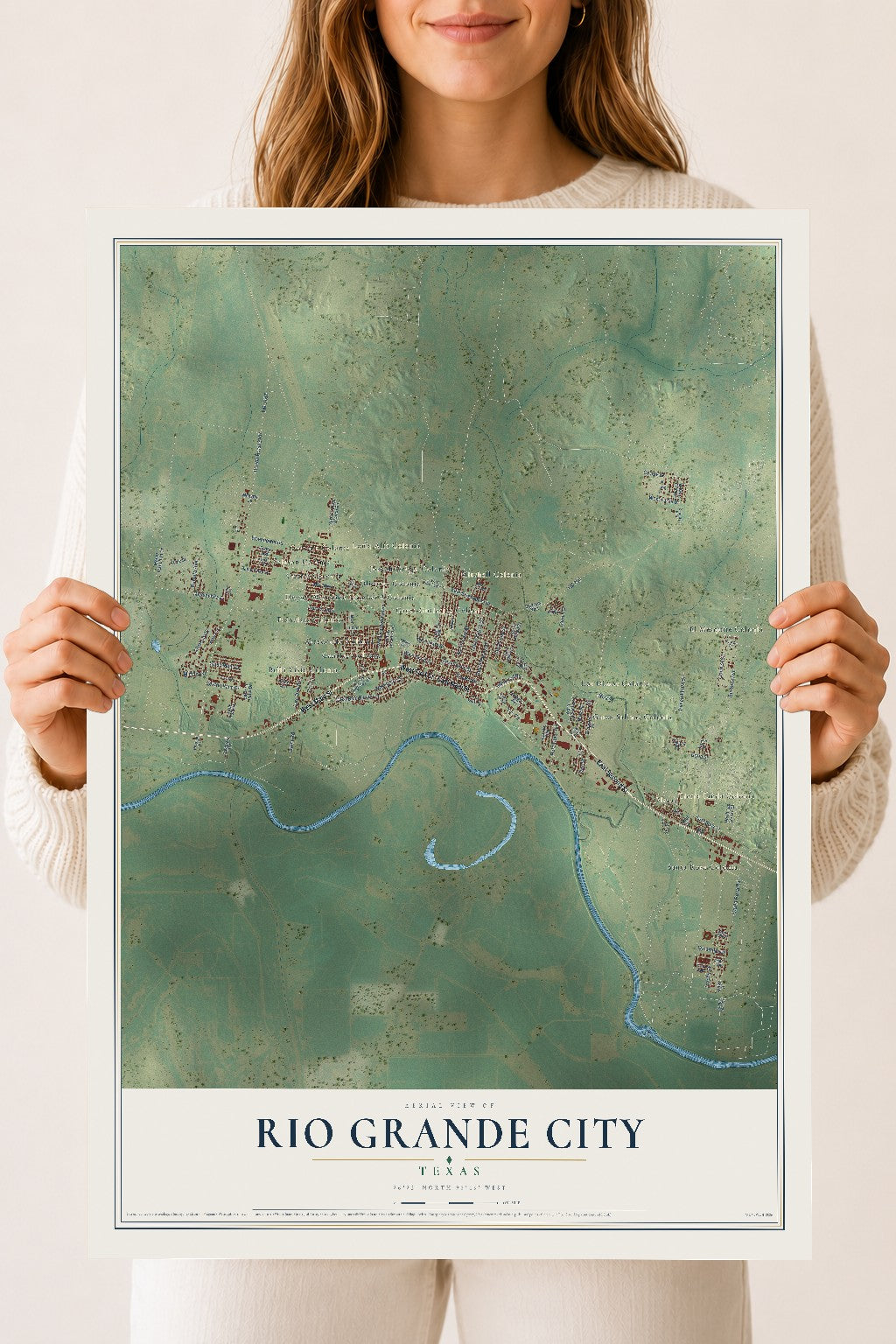 Map of Rio Grande City, Texas, 18 x 24 inch unframed archival matte print