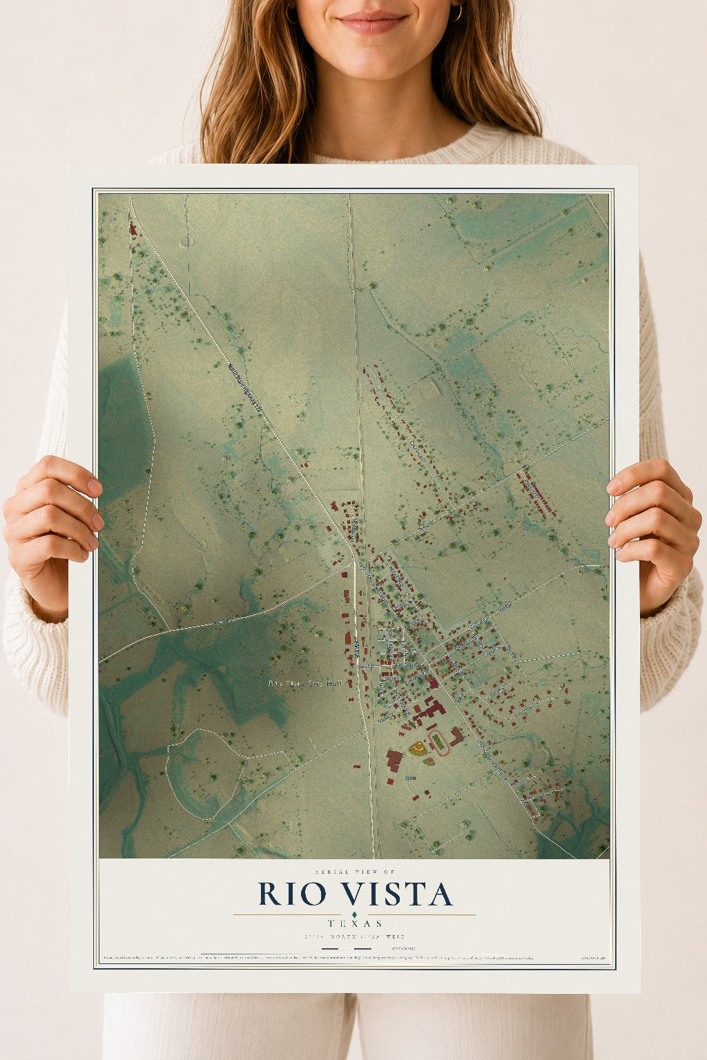 Map of Rio Vista, Texas, 18 x 24 inch unframed archival matte print