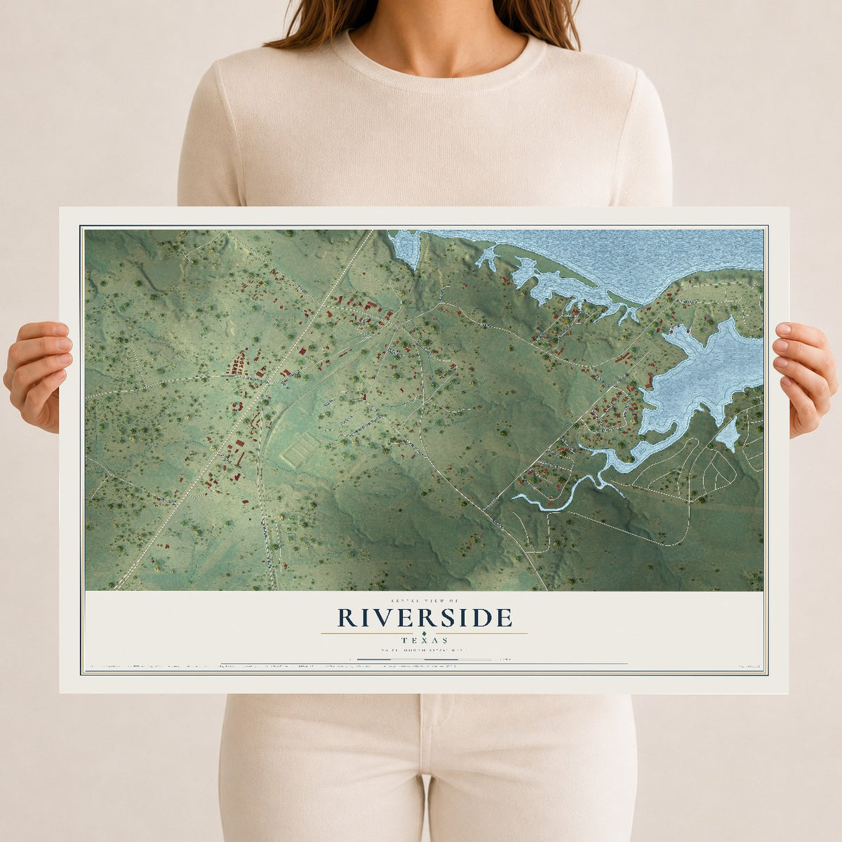 Map of Riverside, Texas, 12 x 18 inch unframed archival matte print