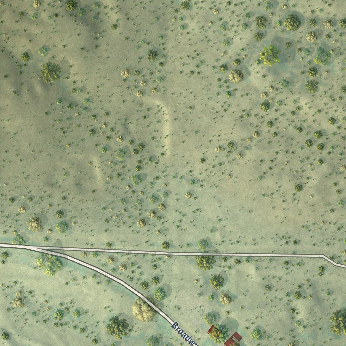 Second close-up of the map of Roaring Springs, Texas print showing more streets and buildings
