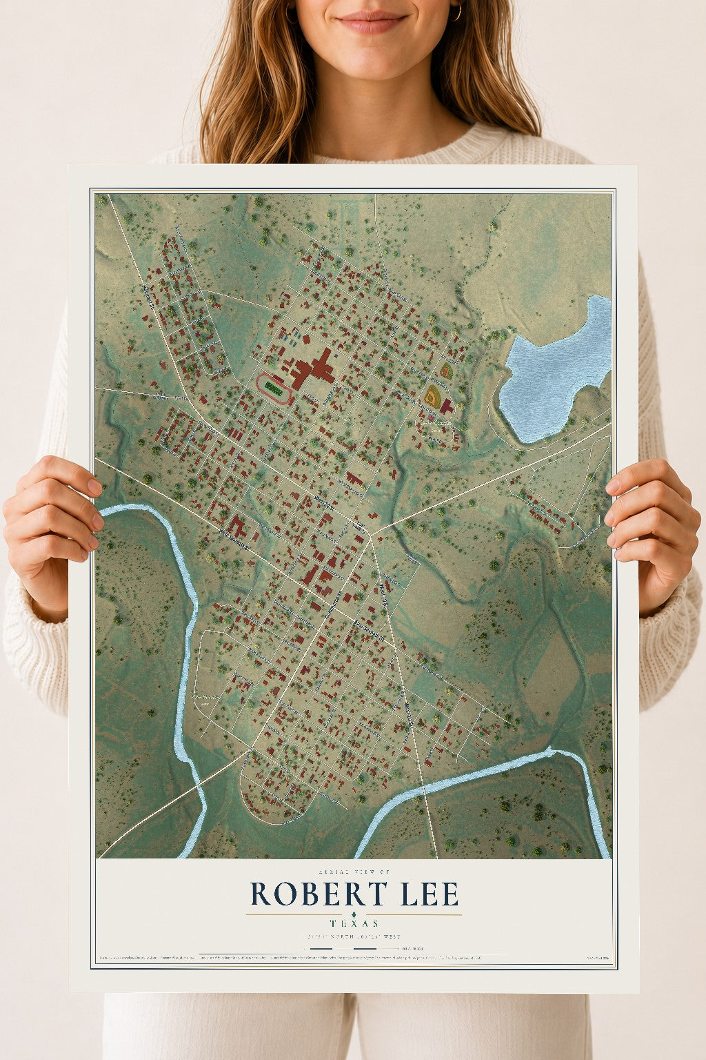 Map of Robert Lee, Texas, 18 x 24 inch unframed archival matte print