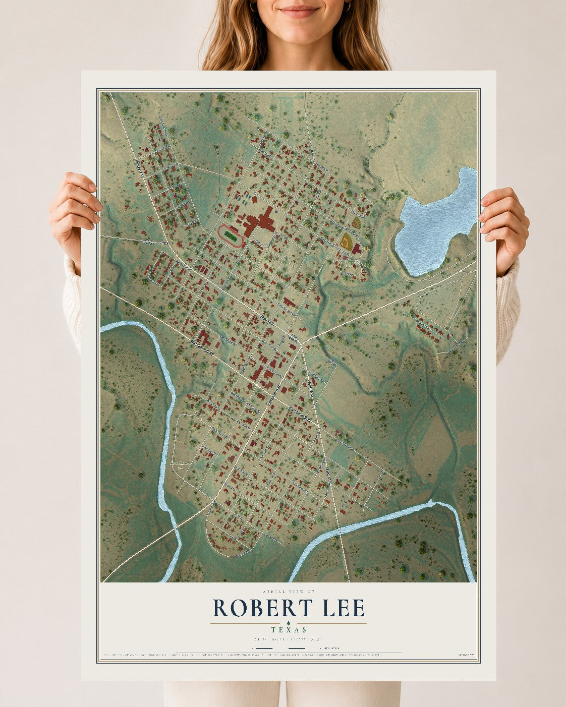 Map of Robert Lee, Texas, 24 x 36 inch unframed archival matte print