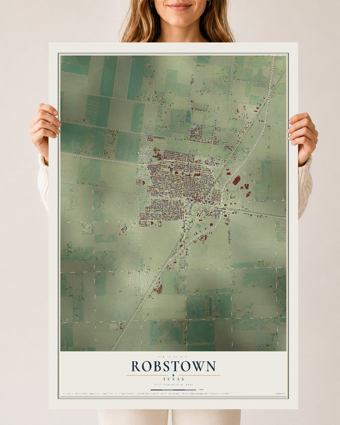 Map of Robstown, Texas, 24 x 36 inch unframed archival matte print
