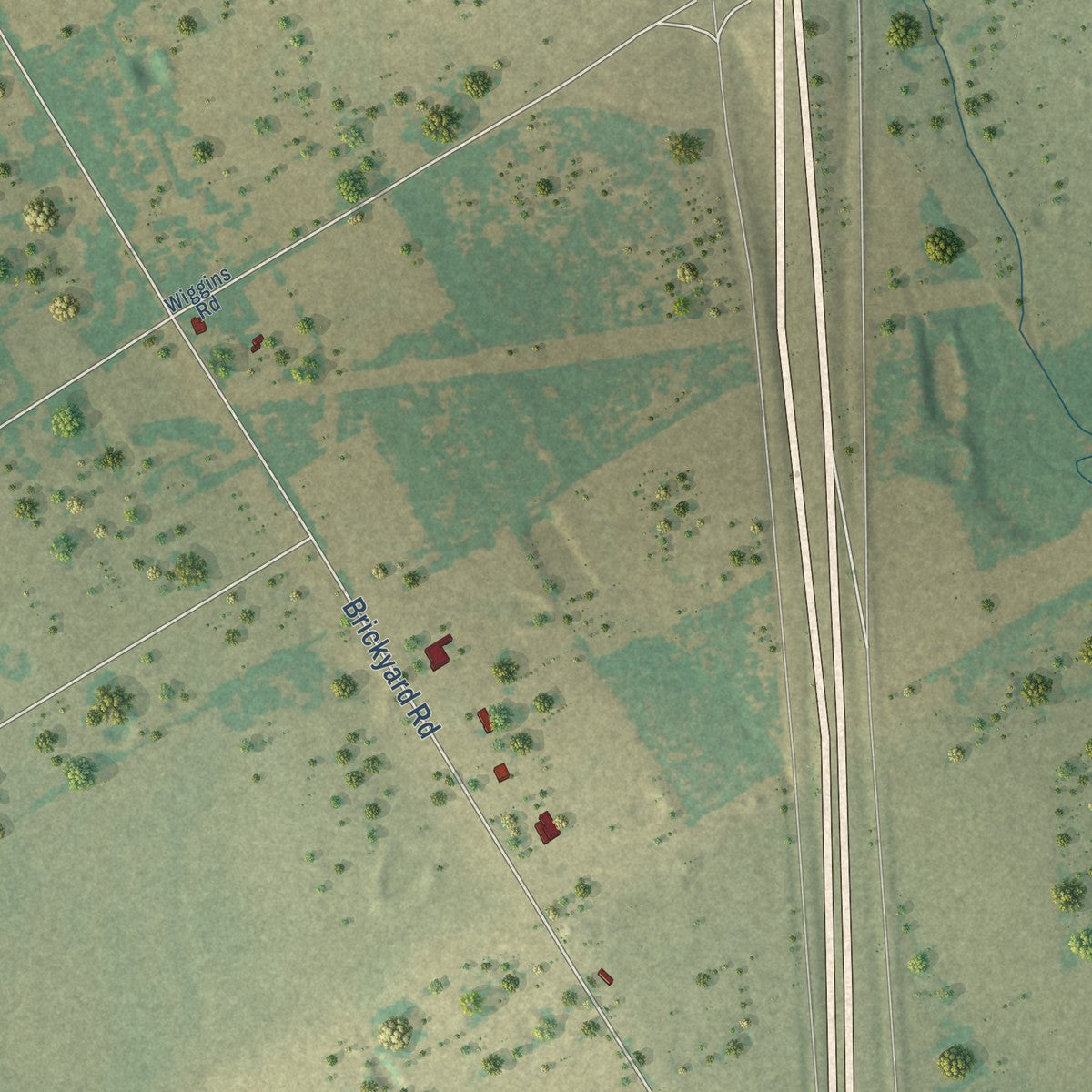 Second close-up of the map of Ross, Texas print showing more streets and buildings