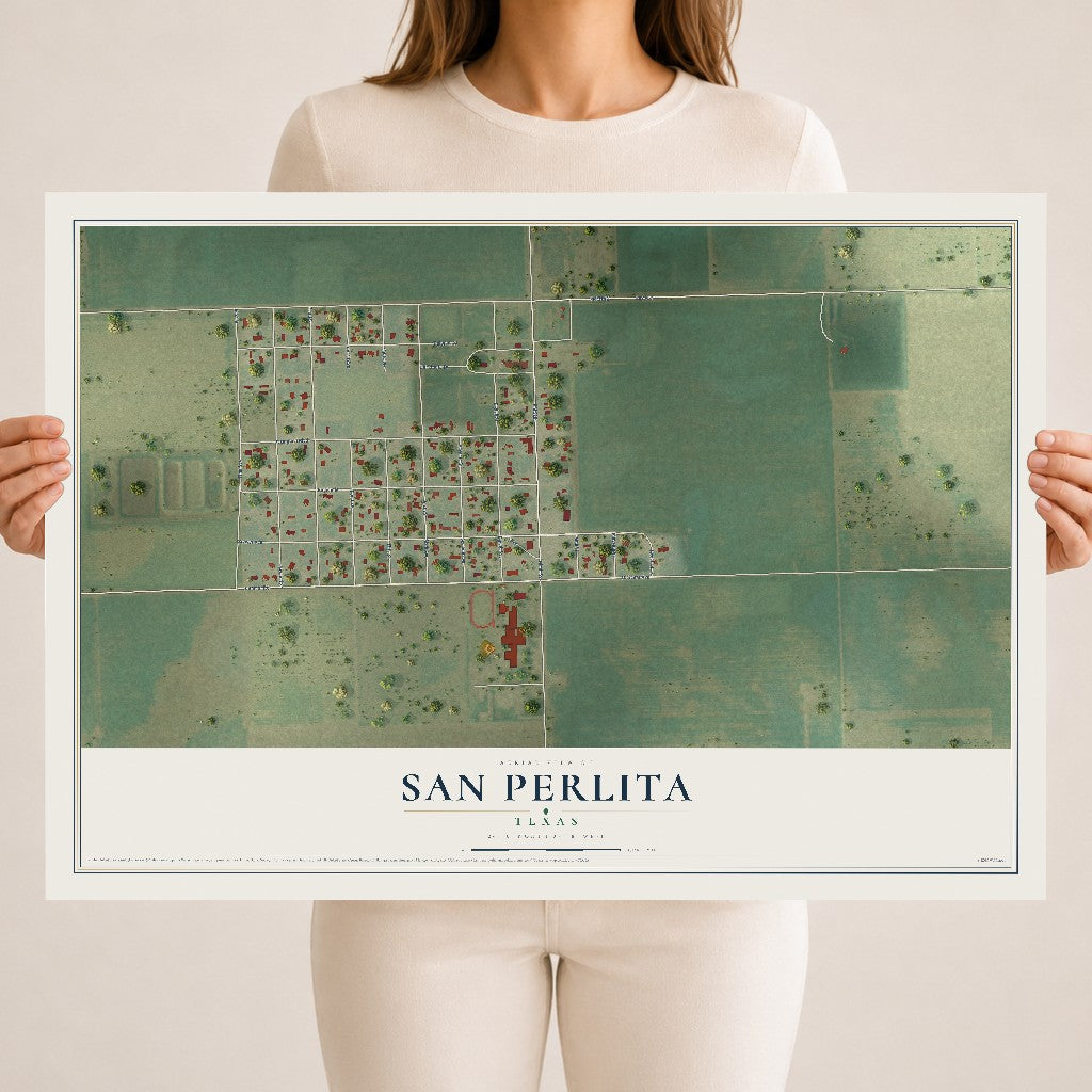 Map of San Perlita, Texas, 18 x 24 inch unframed archival matte print