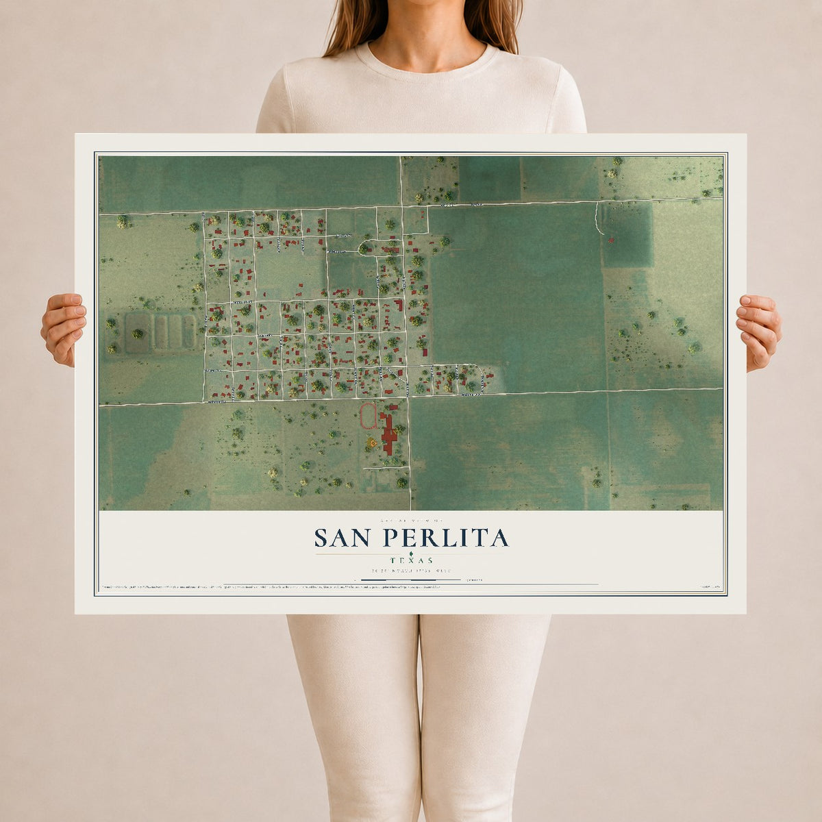 Map of San Perlita, Texas, 24 x 36 inch unframed archival matte print