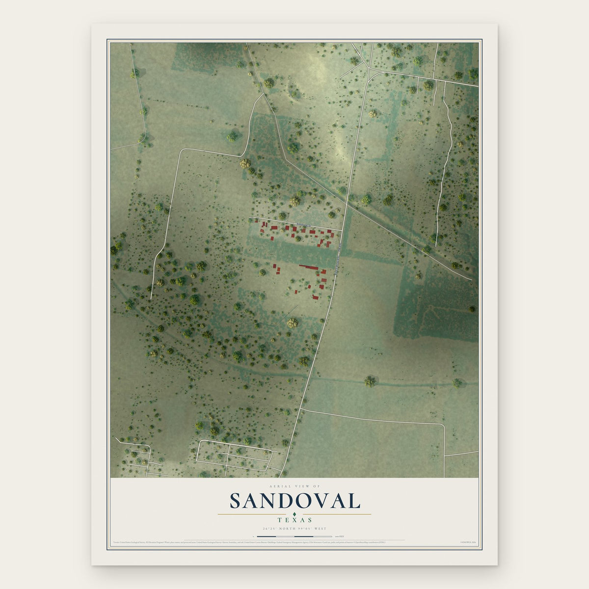Sandoval, Texas map print, the full design
