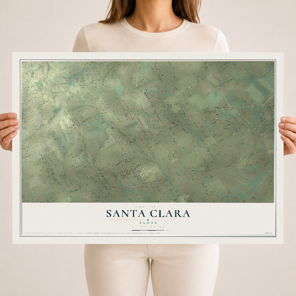 Map of Santa Clara, Texas, 18 x 24 inch unframed archival matte print