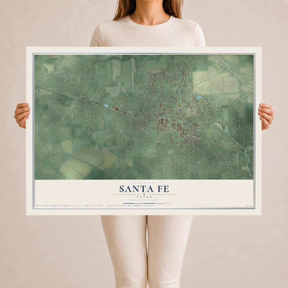 Map of Santa Fe, Texas, 24 x 36 inch unframed archival matte print