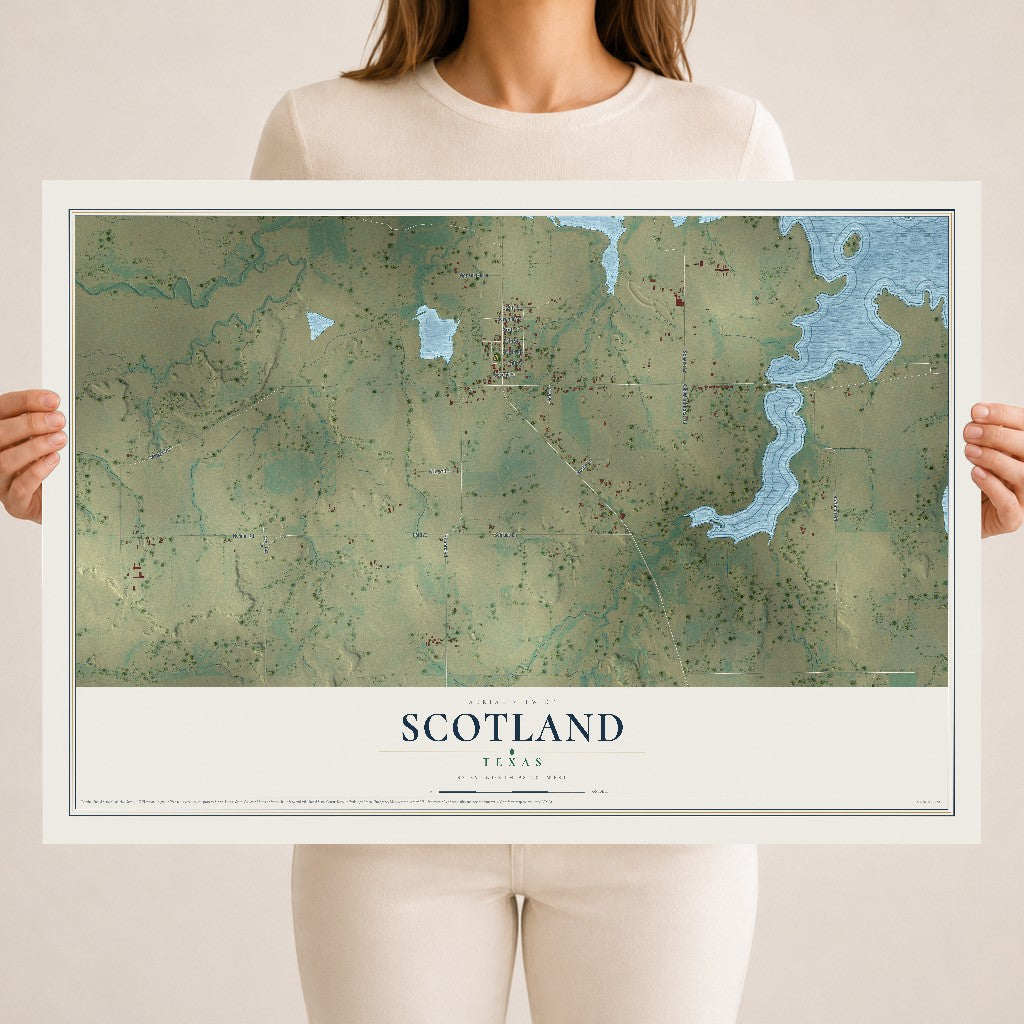Map of Scotland, Texas, 18 x 24 inch unframed archival matte print