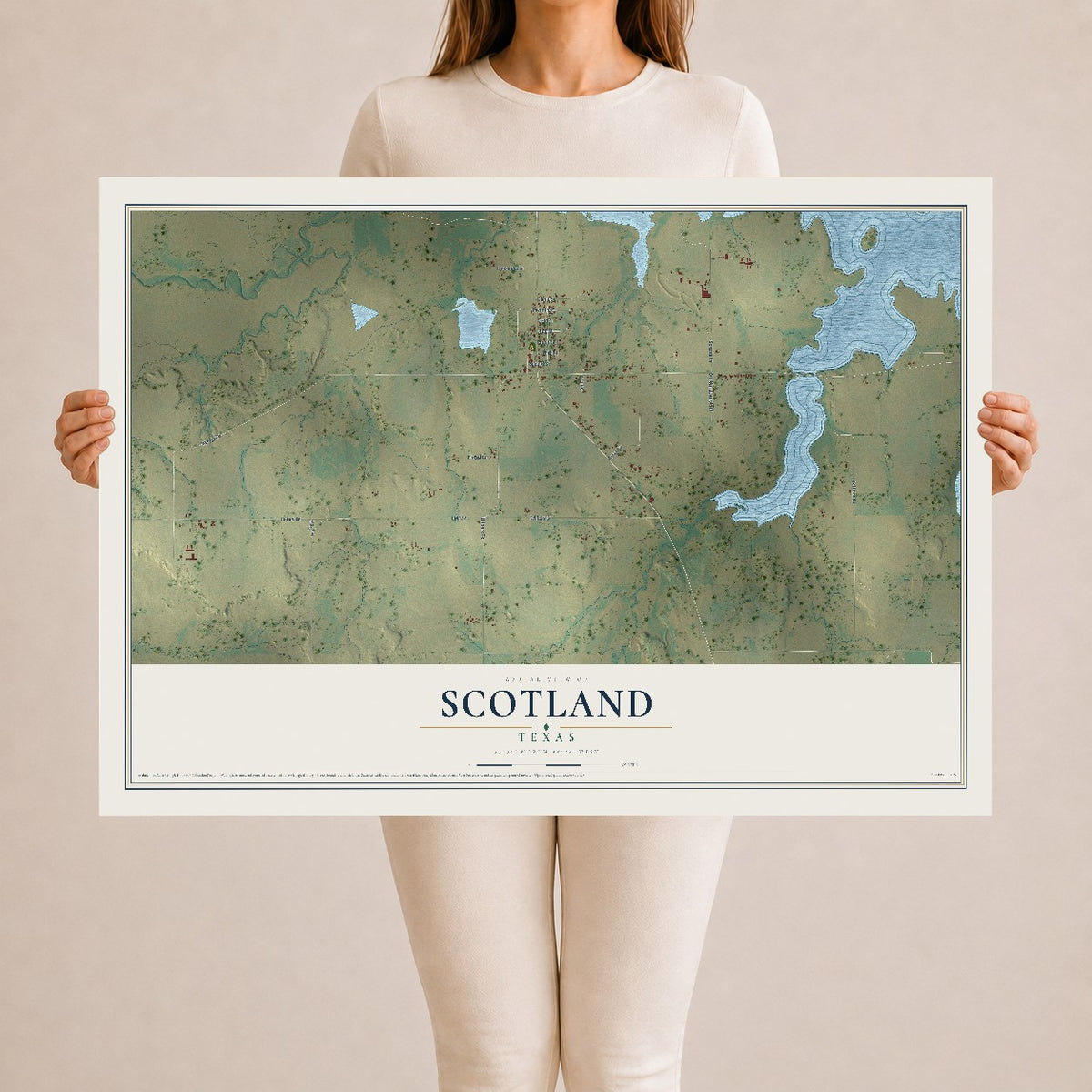 Map of Scotland, Texas, 24 x 36 inch unframed archival matte print