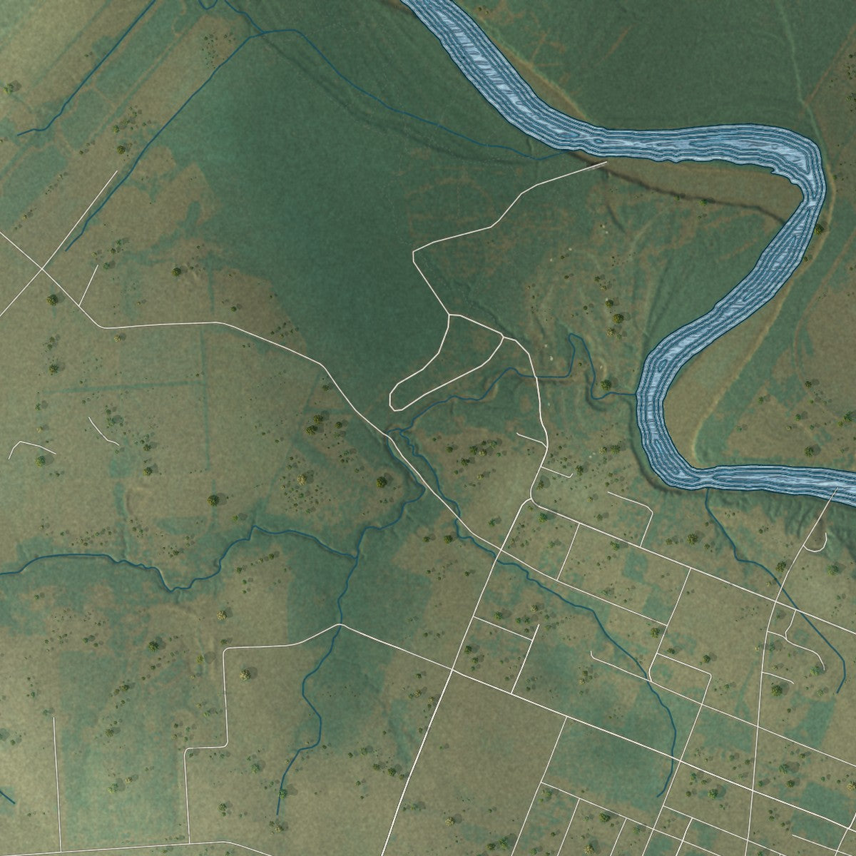 Second close-up of the map of Sealy, Texas print showing more streets and buildings