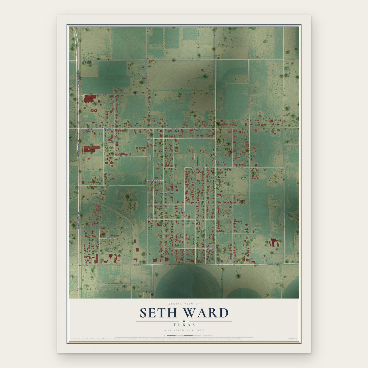 Seth Ward, Texas map print, the full design