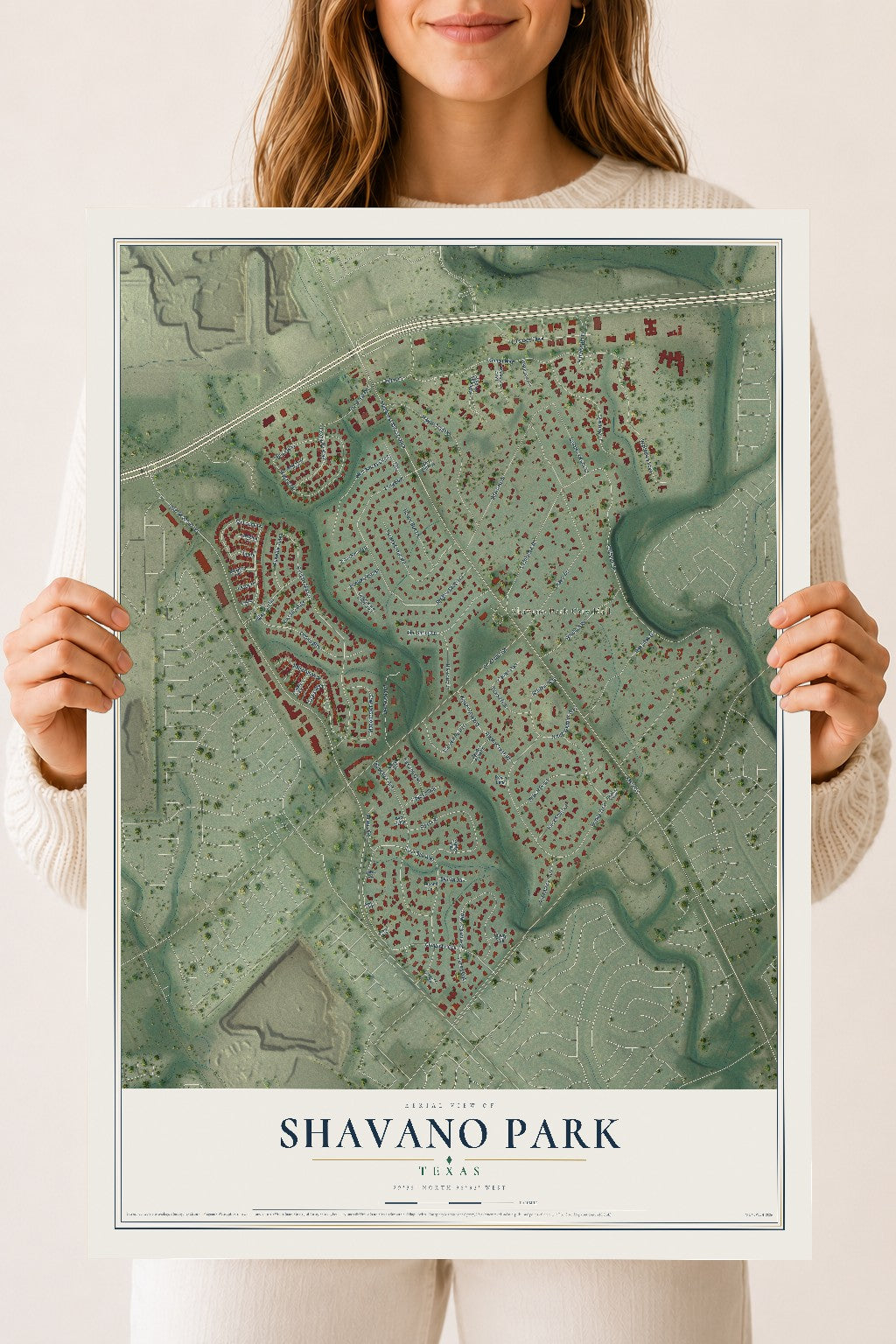 Map of Shavano Park, Texas, 18 x 24 inch unframed archival matte print