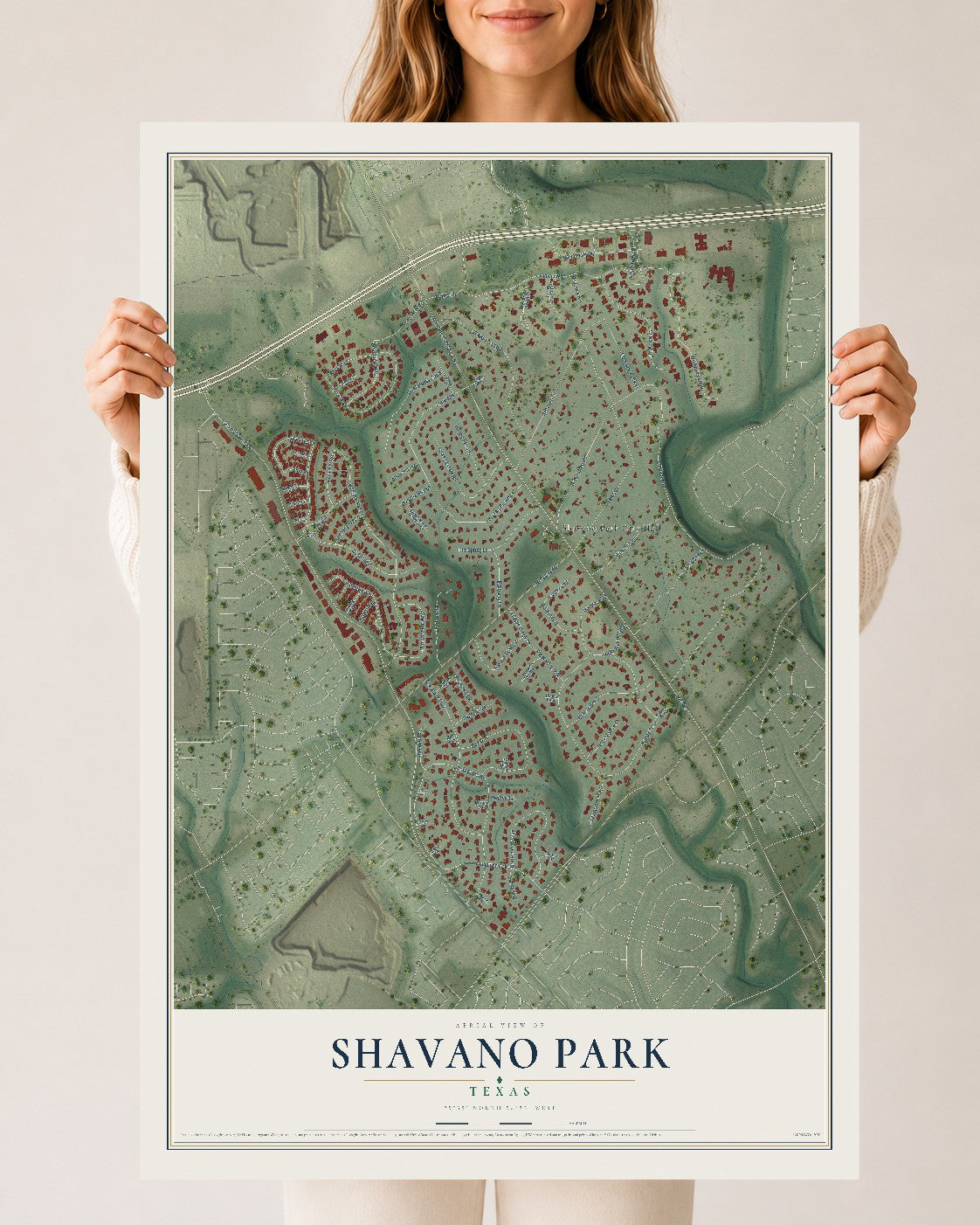 Map of Shavano Park, Texas, 24 x 36 inch unframed archival matte print