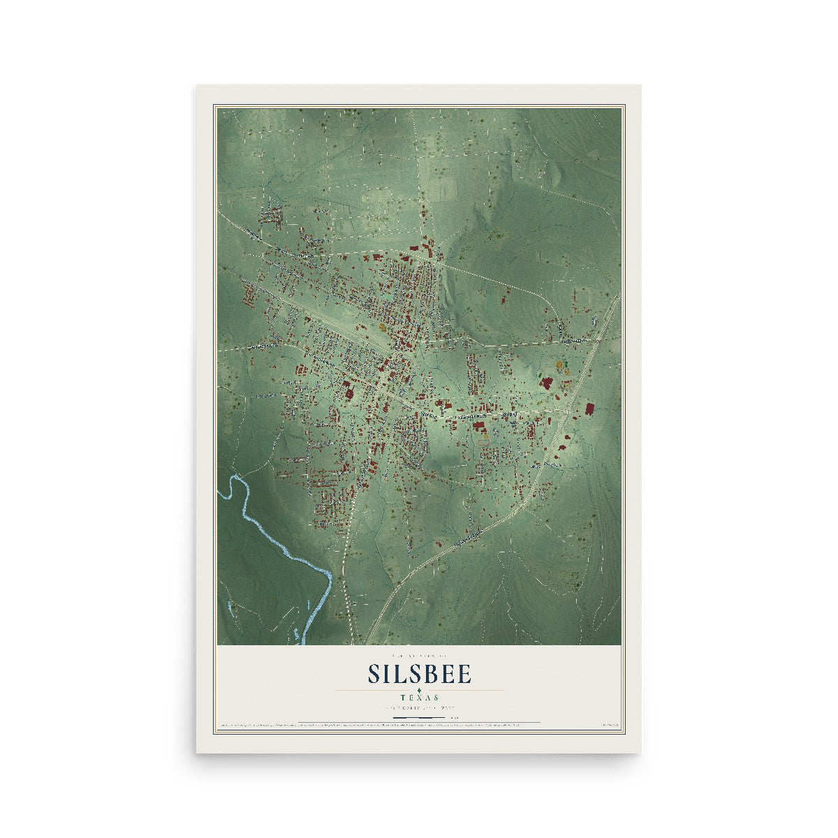 Map of Silsbee, Texas, 12 x 18 inch unframed archival matte print