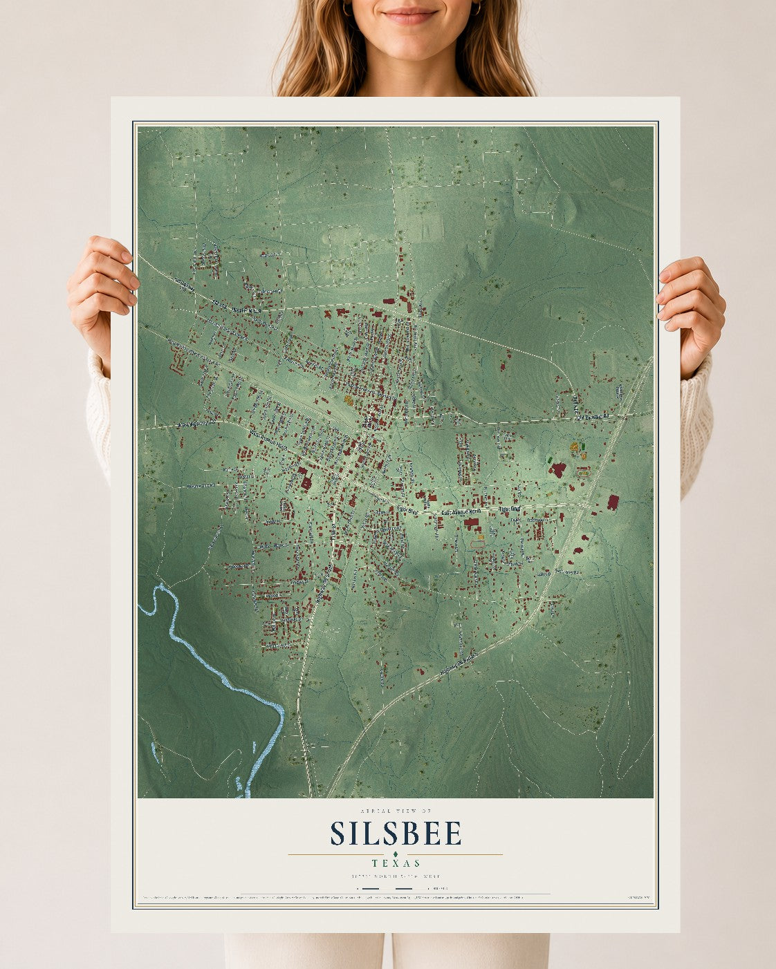 Map of Silsbee, Texas, 24 x 36 inch unframed archival matte print