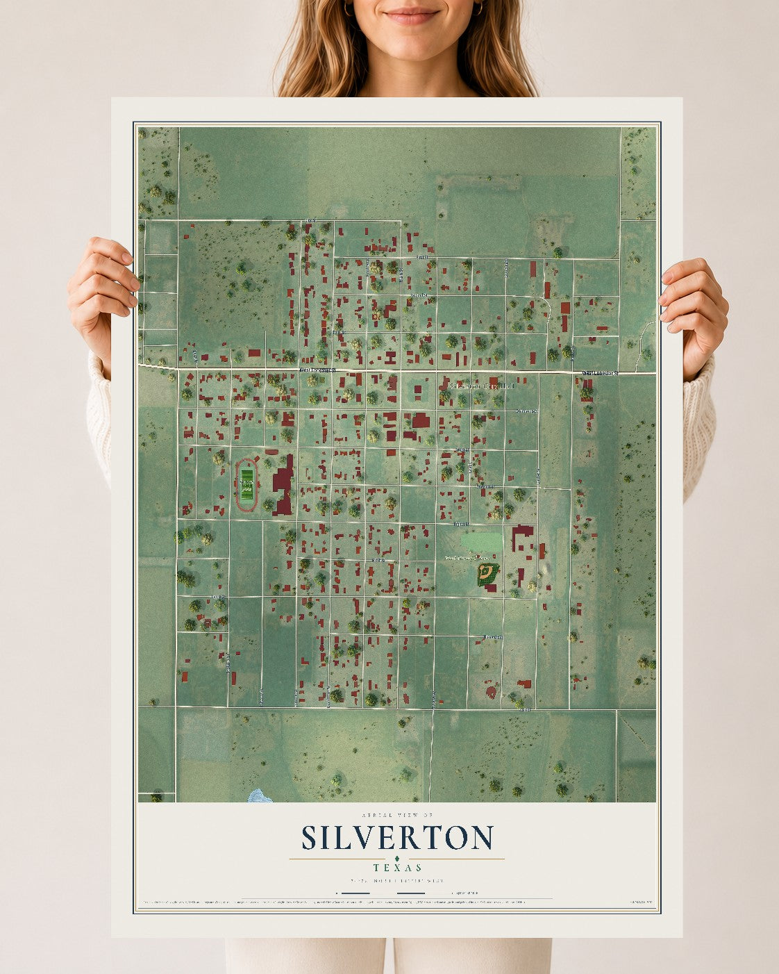 Map of Silverton, Texas, 24 x 36 inch unframed archival matte print
