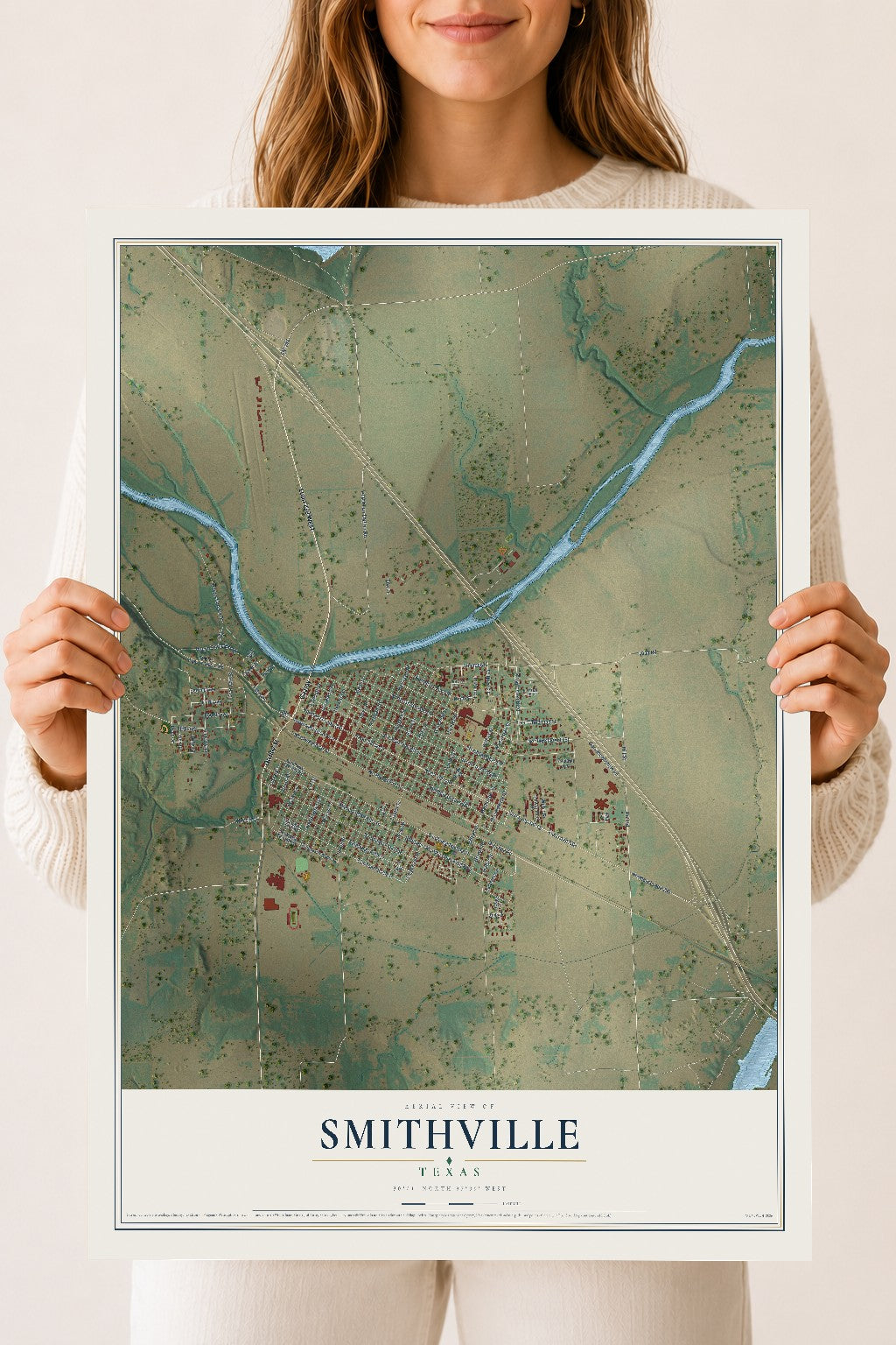 Map of Smithville, Texas, 18 x 24 inch unframed archival matte print