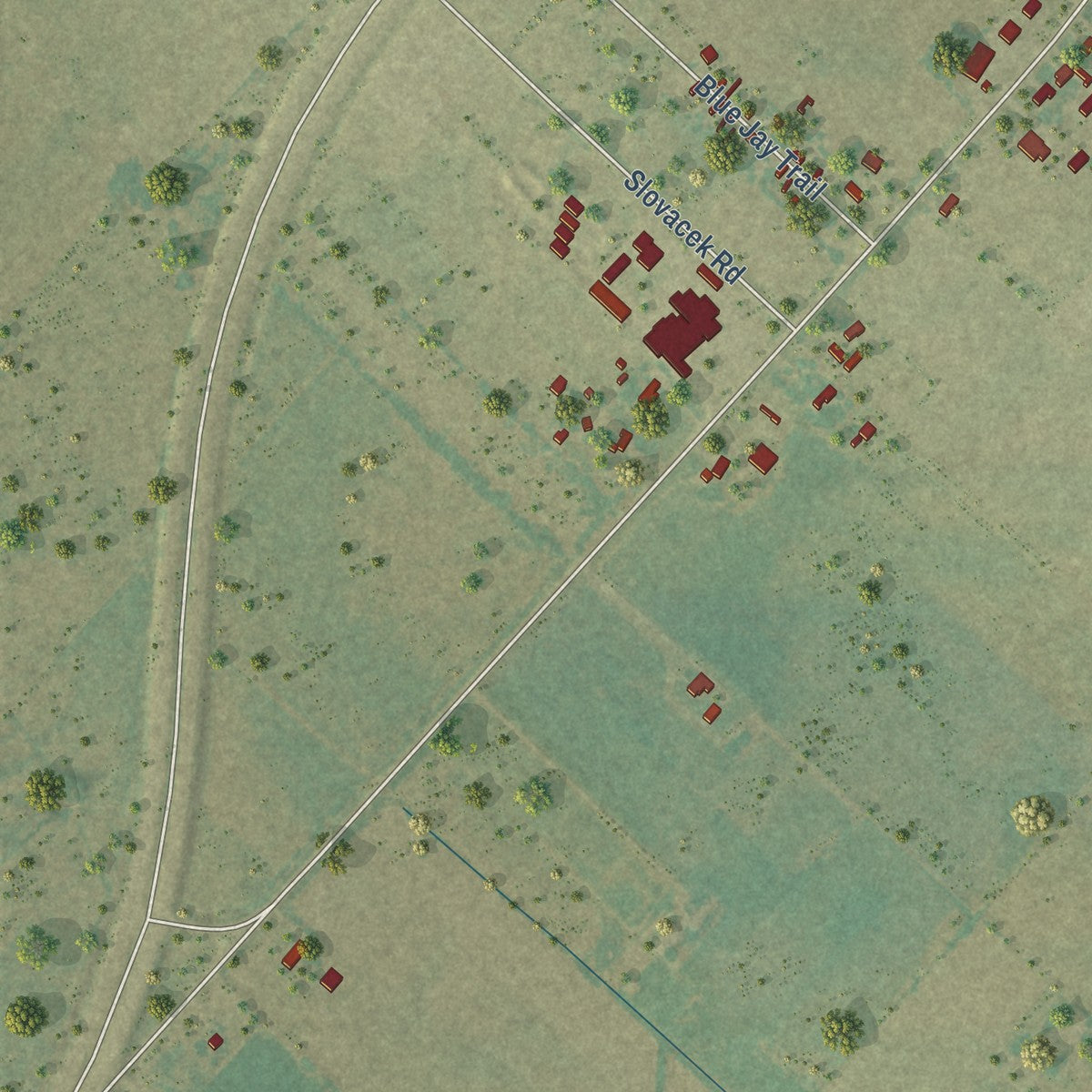 Second close-up of the map of Snook, Texas print showing more streets and buildings