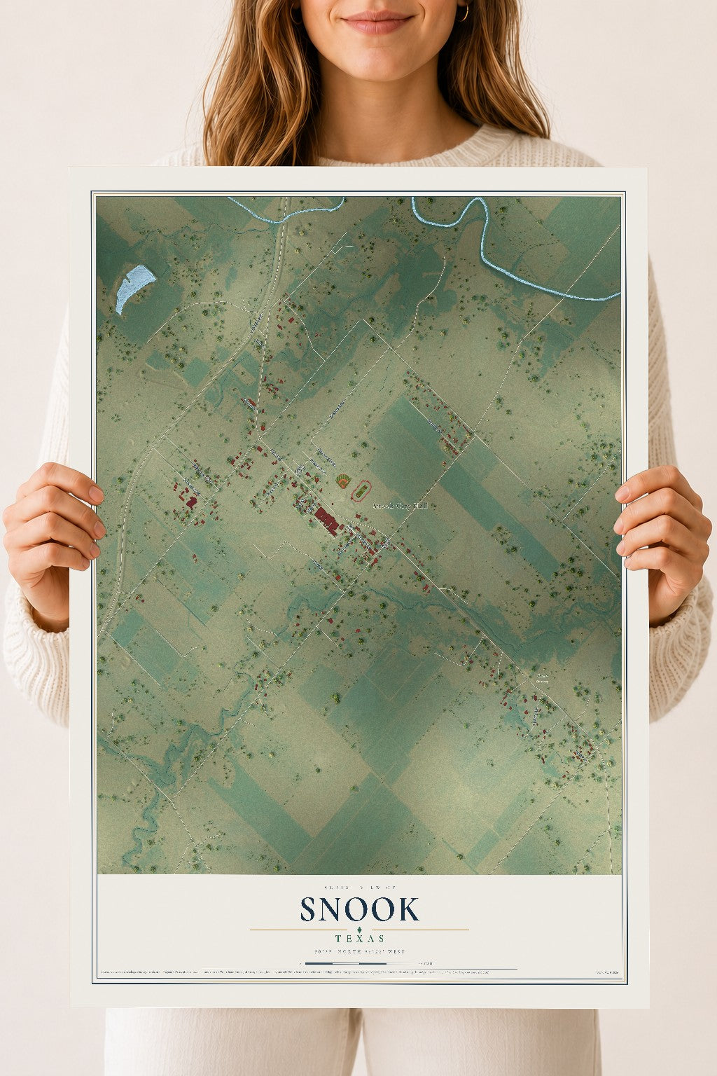 Map of Snook, Texas, 18 x 24 inch unframed archival matte print