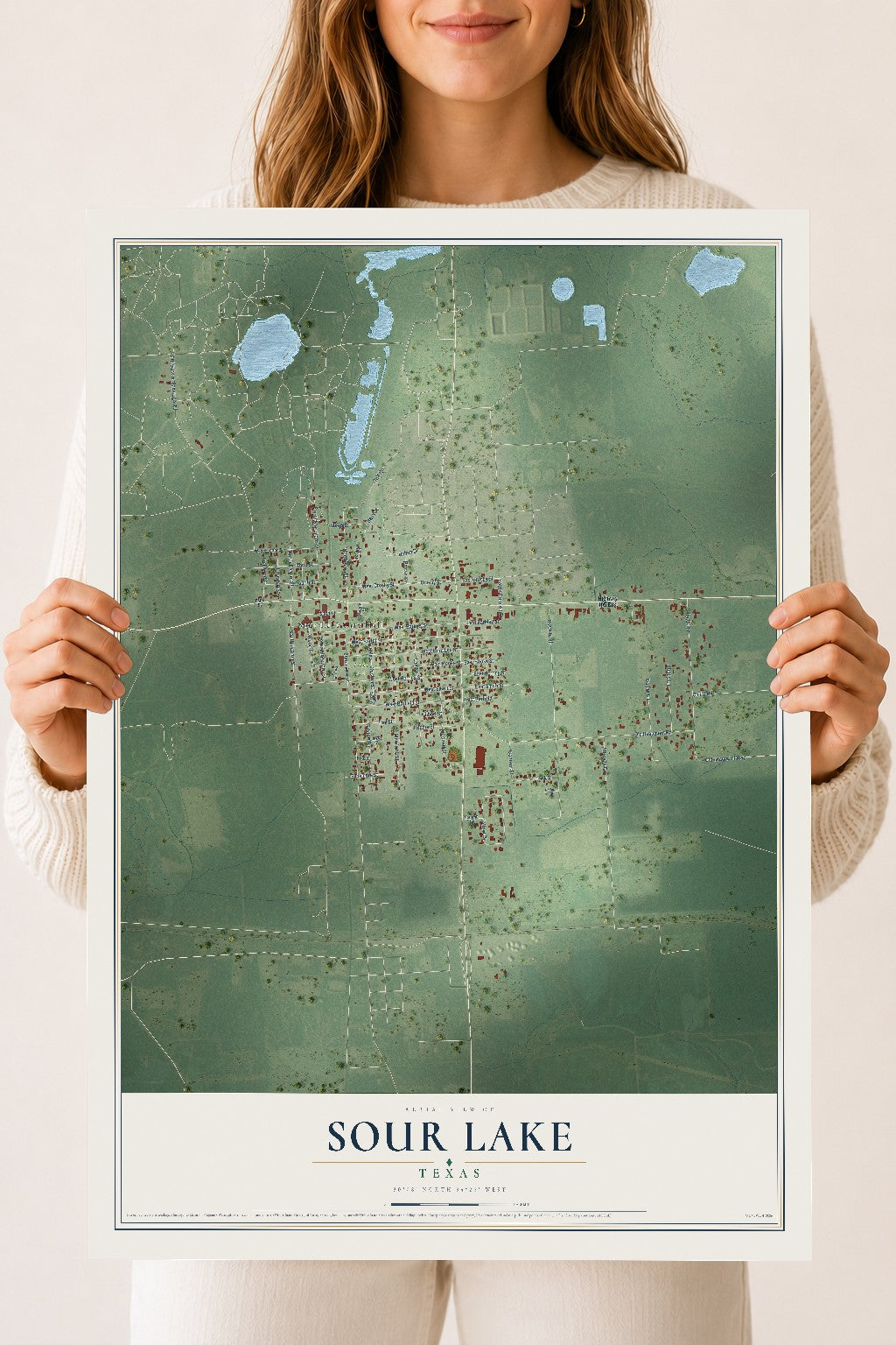 Map of Sour Lake, Texas, 18 x 24 inch unframed archival matte print