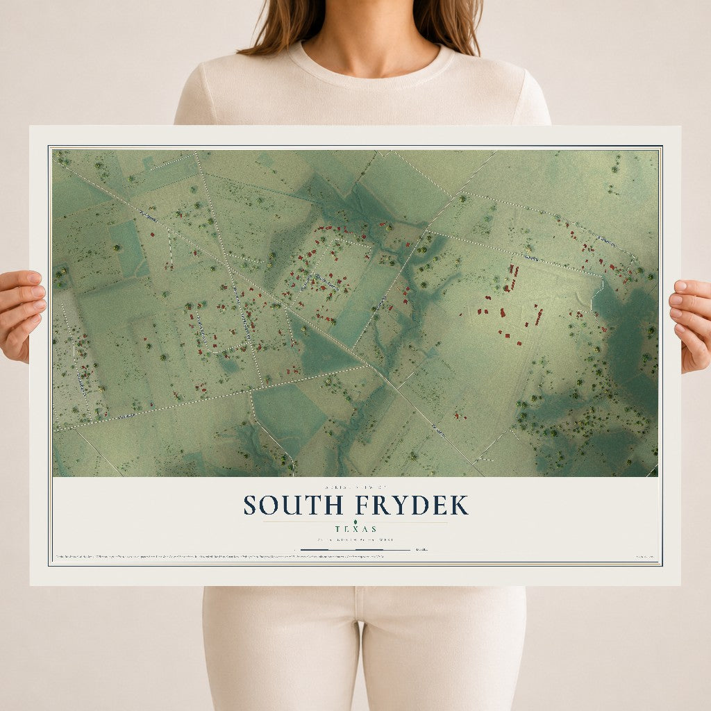 Map of South Frydek, Texas, 18 x 24 inch unframed archival matte print