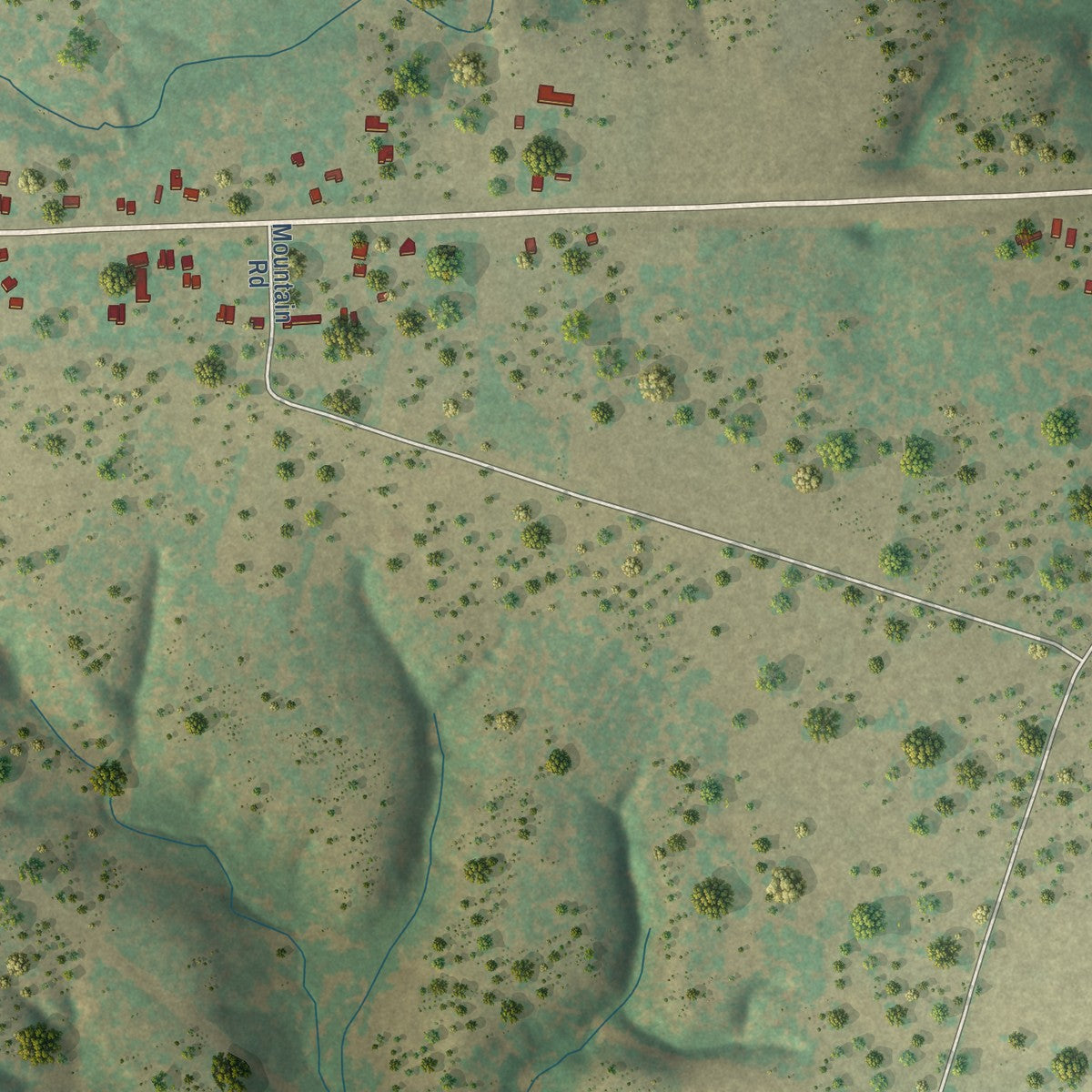 Second close-up of the map of South Mountain, Texas print showing more streets and buildings
