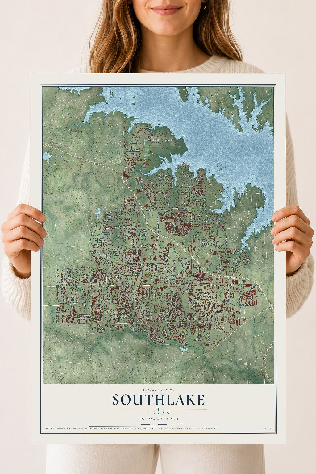 Map of Southlake, Texas, 18 x 24 inch unframed archival matte print