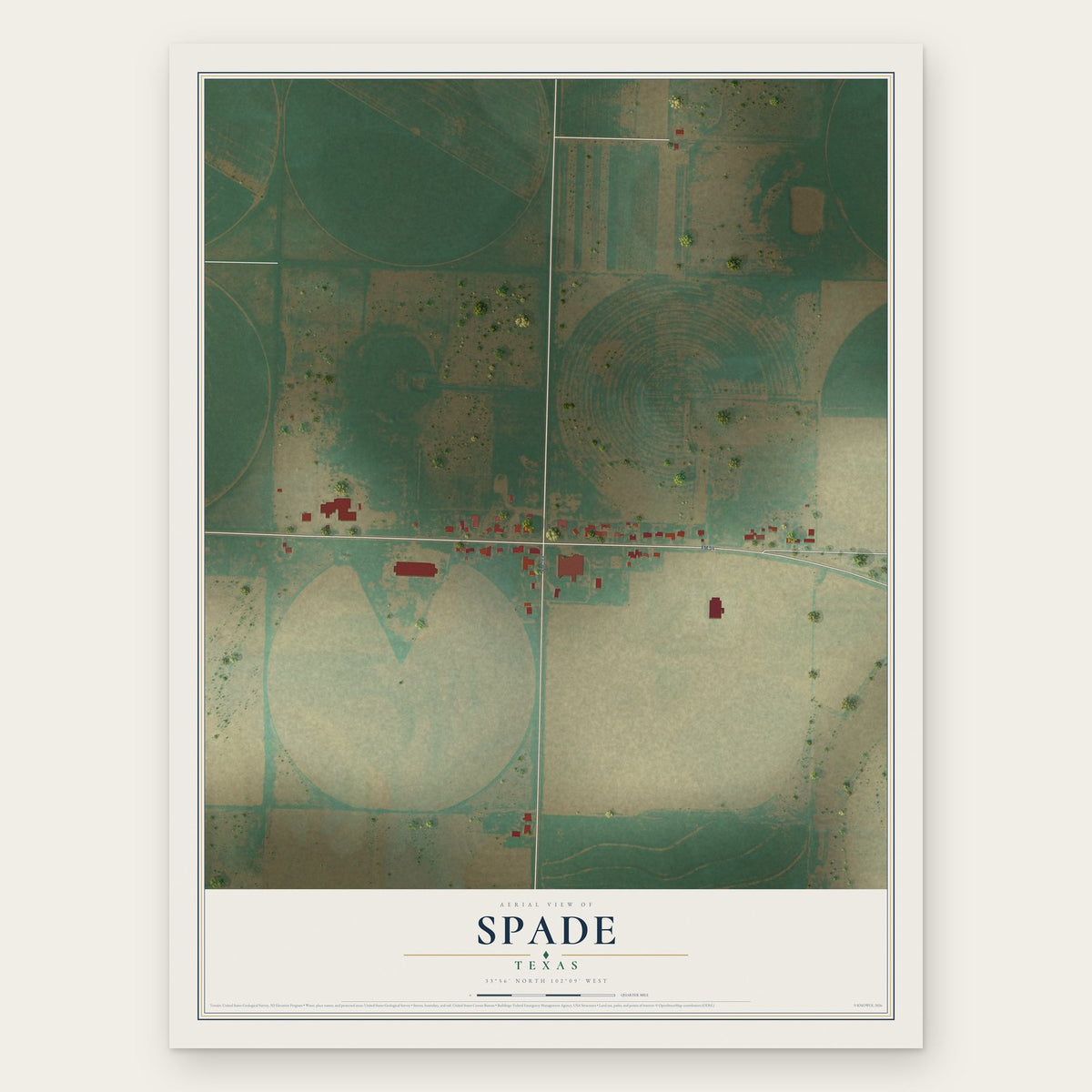 Spade, Texas map print, the full design