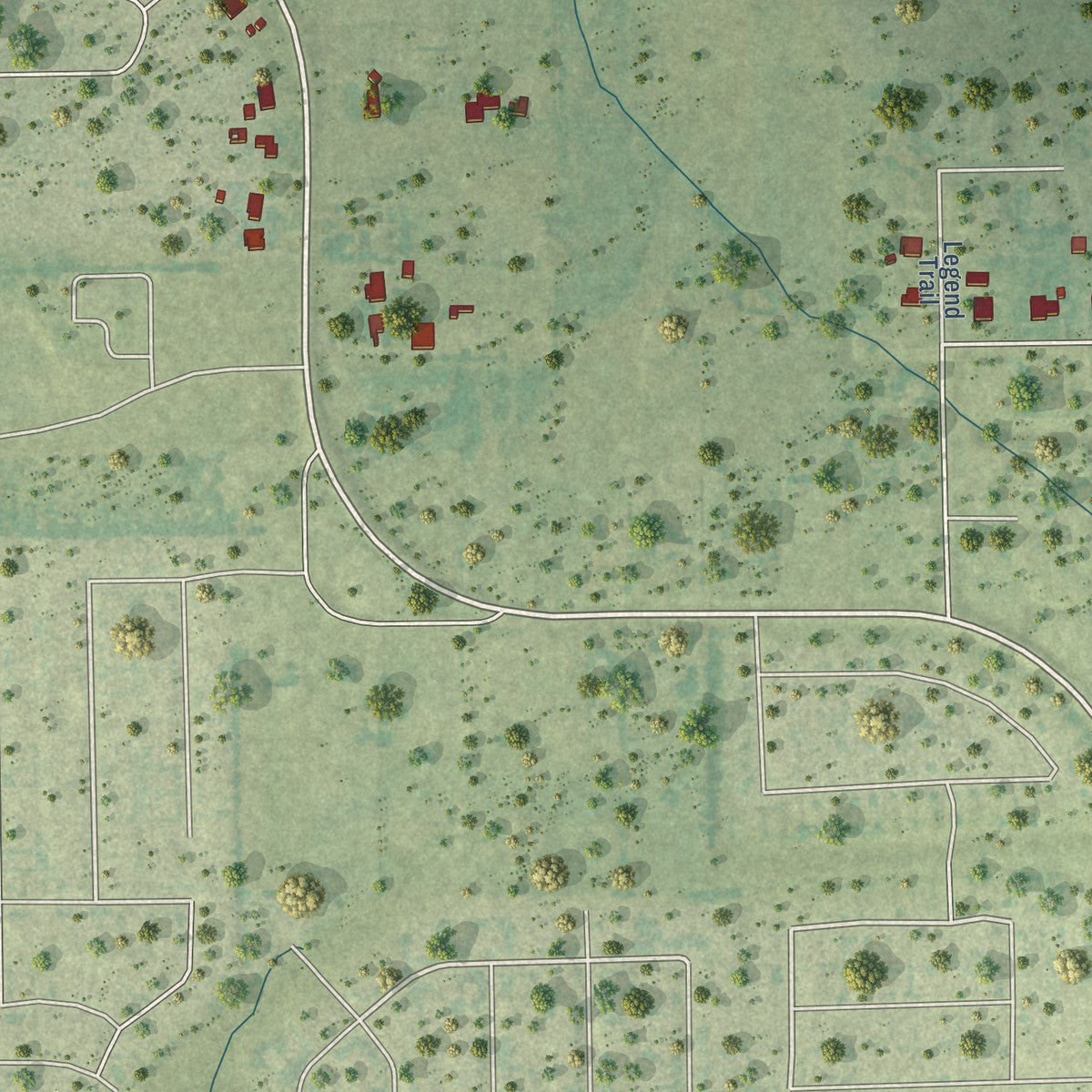 Second close-up of the map of St. Paul, Texas print showing more streets and buildings