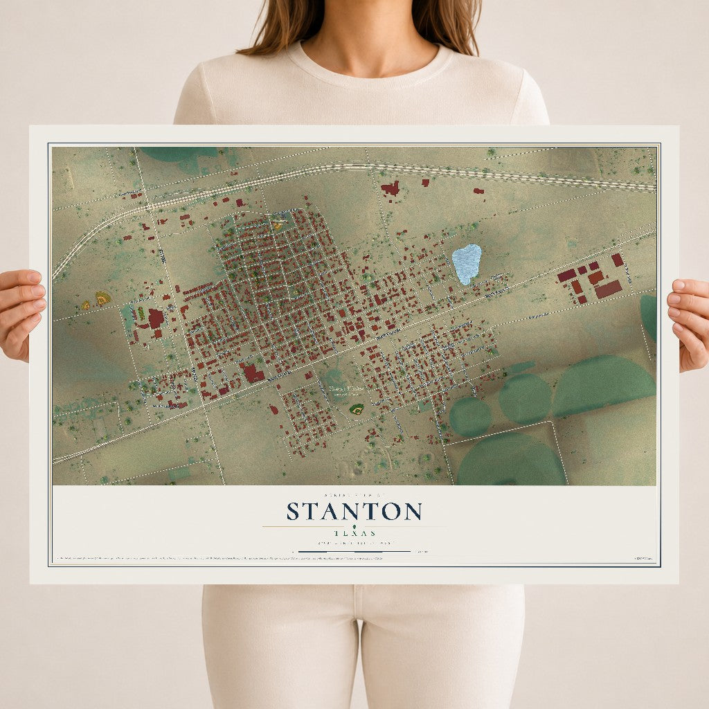 Map of Stanton, Texas, 18 x 24 inch unframed archival matte print