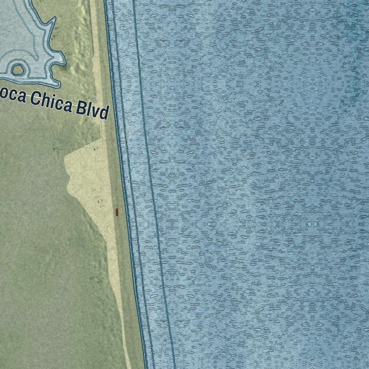 Close-up of the map of Starbase, Texas print showing street and building detail