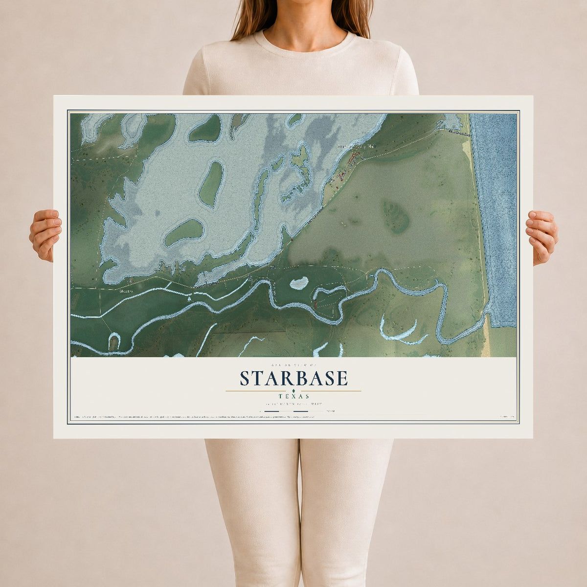 Map of Starbase, Texas, 24 x 36 inch unframed archival matte print