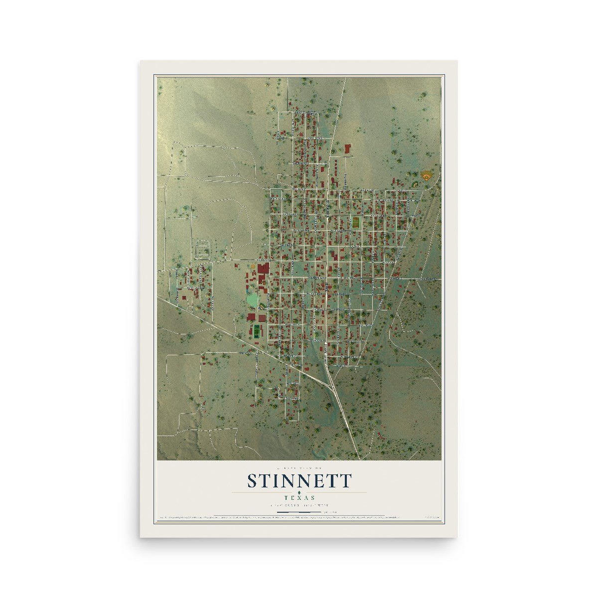 Map of Stinnett, Texas, 12 x 18 inch unframed archival matte print