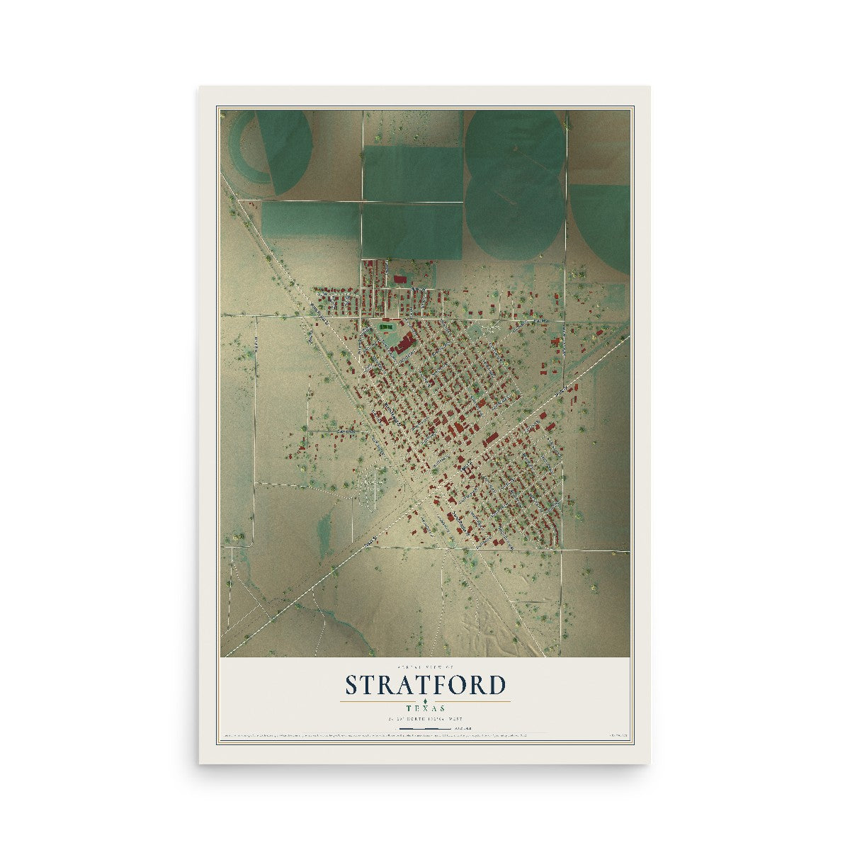 Map of Stratford, Texas, 12 x 18 inch unframed archival matte print