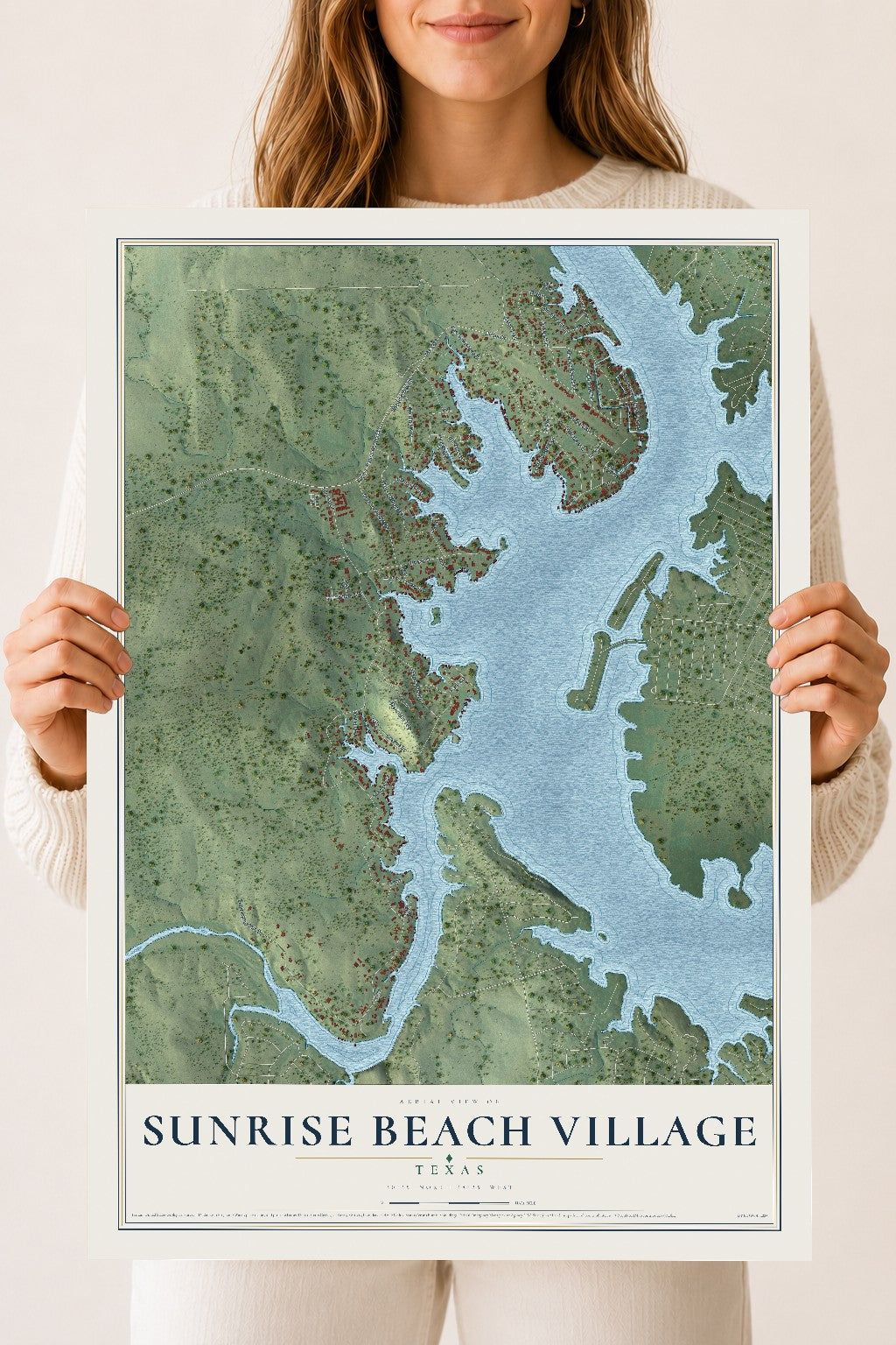 Map of Sunrise Beach Village, Texas, 18 x 24 inch unframed archival matte print