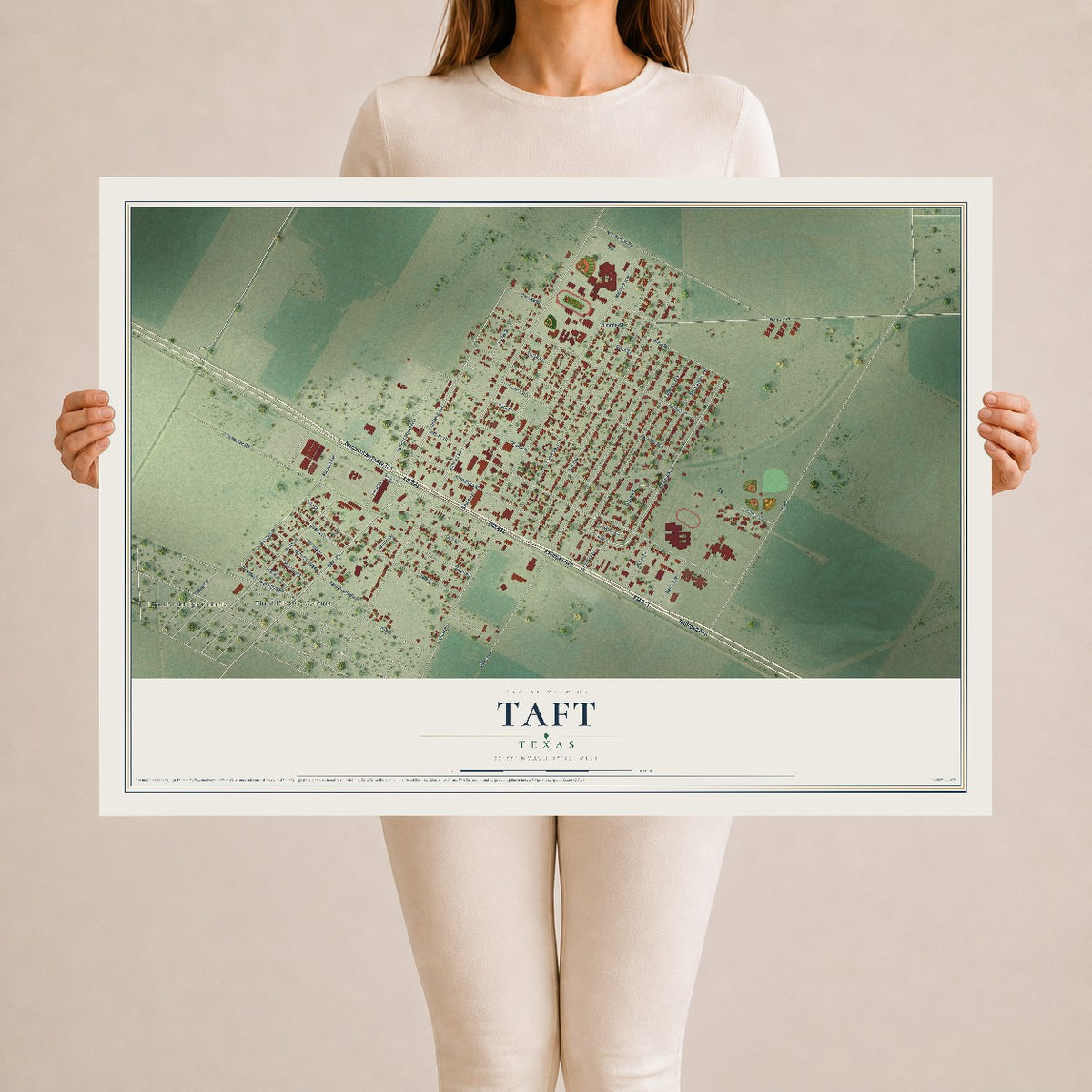 Map of Taft, Texas, 24 x 36 inch unframed archival matte print