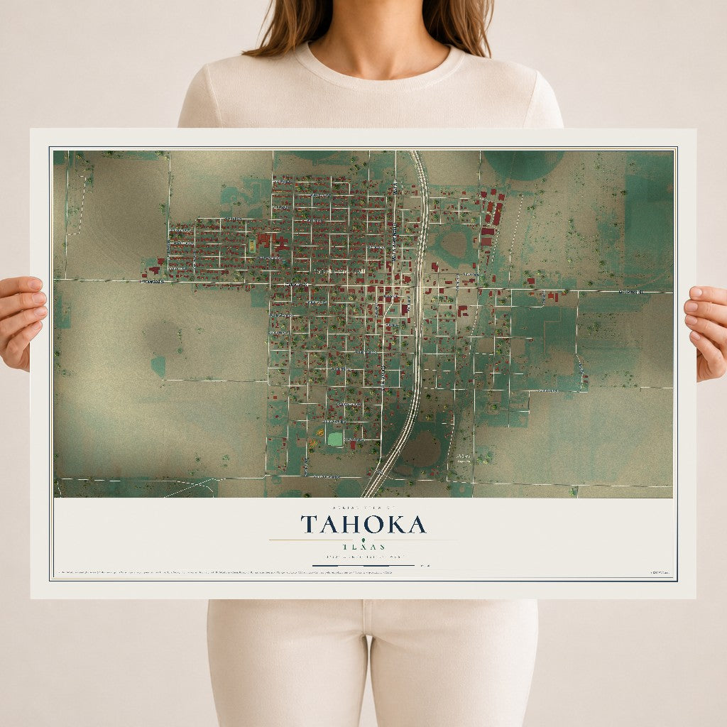 Map of Tahoka, Texas, 18 x 24 inch unframed archival matte print