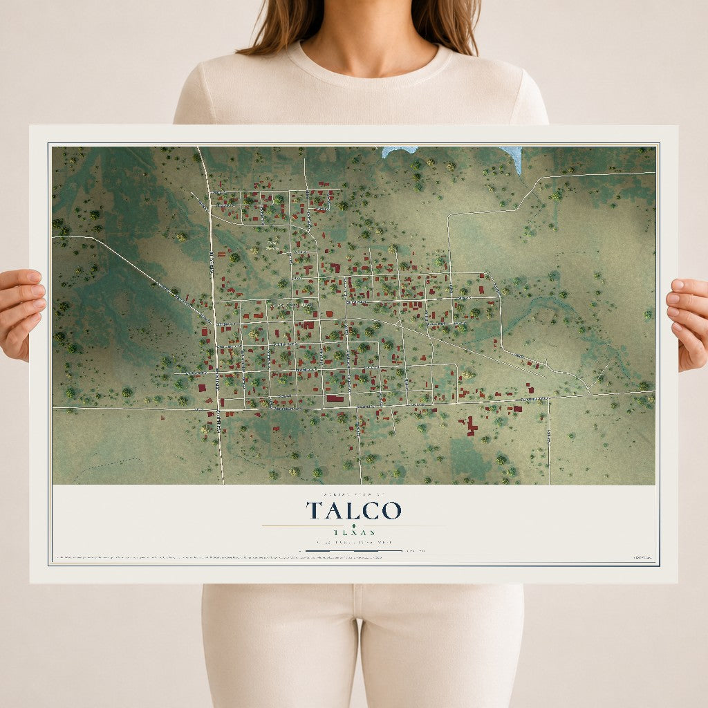 Map of Talco, Texas, 18 x 24 inch unframed archival matte print